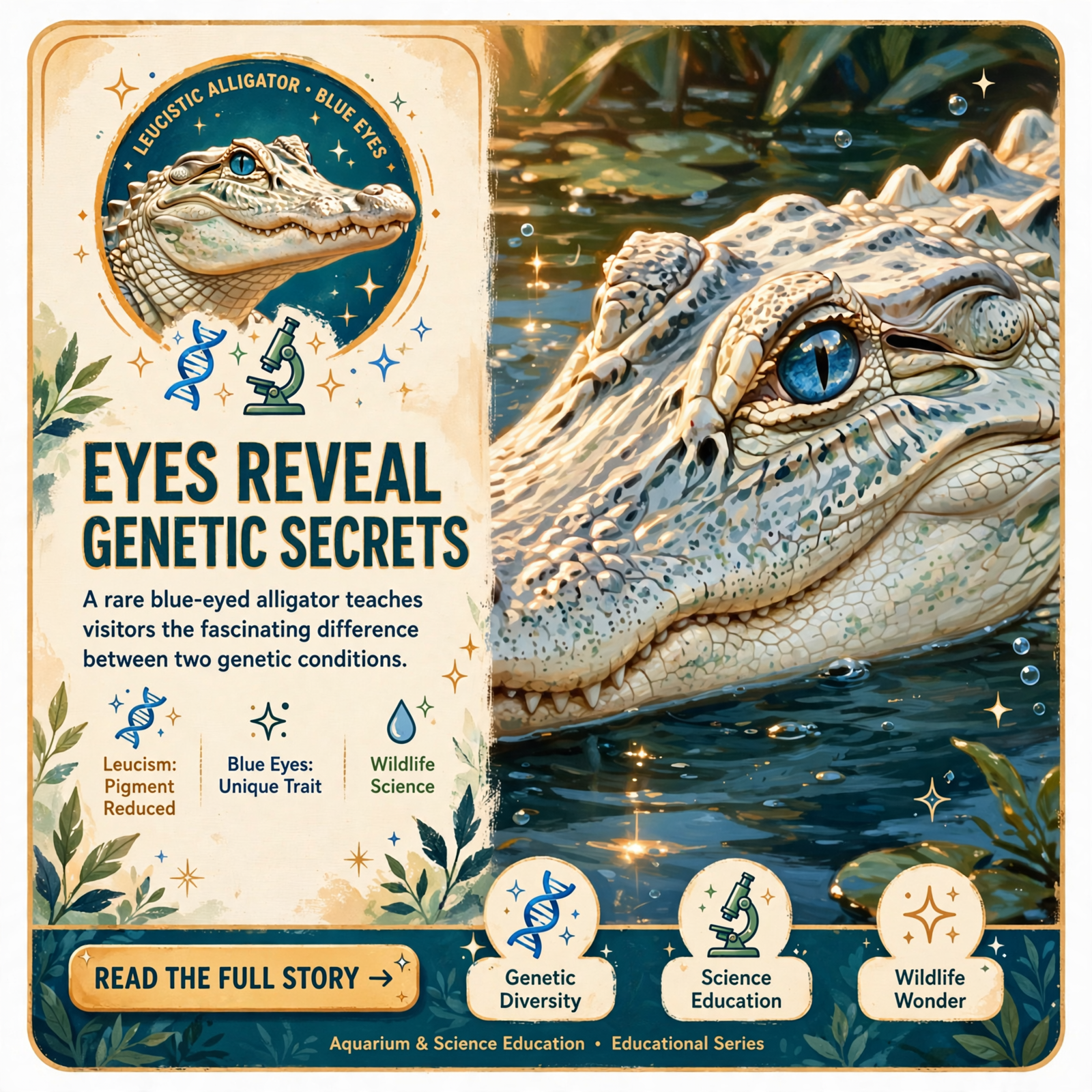 Featured image for "🐊 Leucistic Alligator at Tennessee Aquarium Shows How Eyes Tell the Story of Genetic Difference"