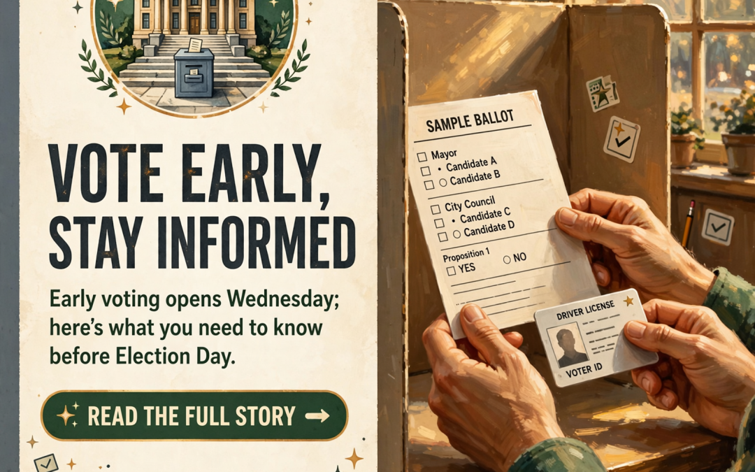 🏛️ Courthouse Corner: Early Voting Starts Wednesday, City Hall Meets Thursday, and Who to Call at the Courthouse