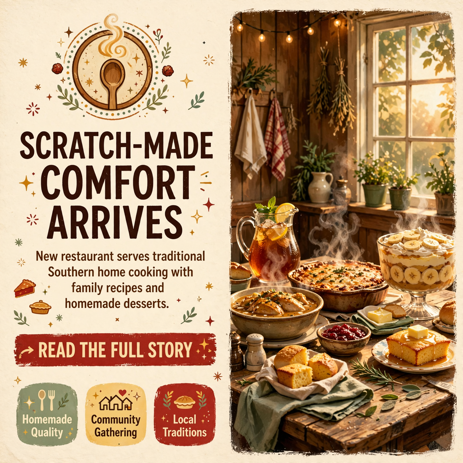 Featured image for "🍽️ The Southern Pantry Brings Scratch-Made Southern Comfort to Jones Drive in Dunlap"