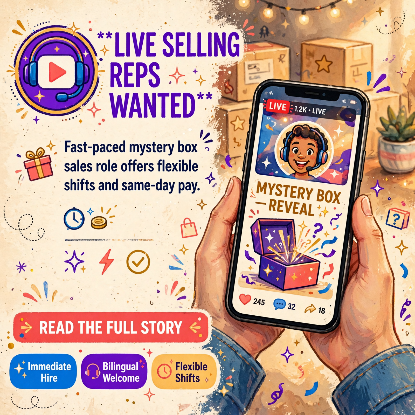 Featured image for "🎯 Labor Finders Chattanooga Hiring Customer Service Reps for Mystery Box Live Selling"