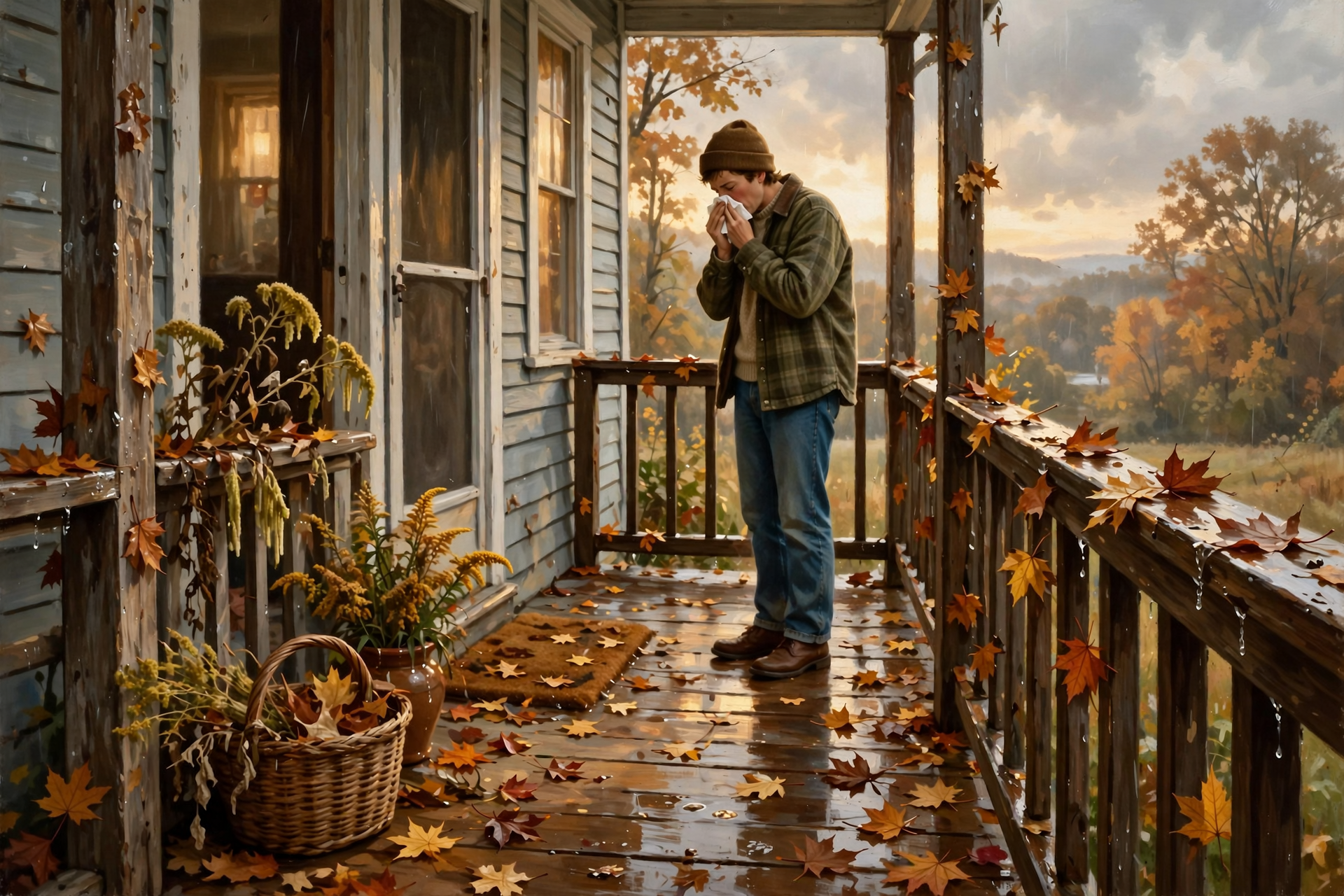 Illustration for π€§ Sneezing on the Porch? Blame Ragweed Now, and Wet Leaves Next