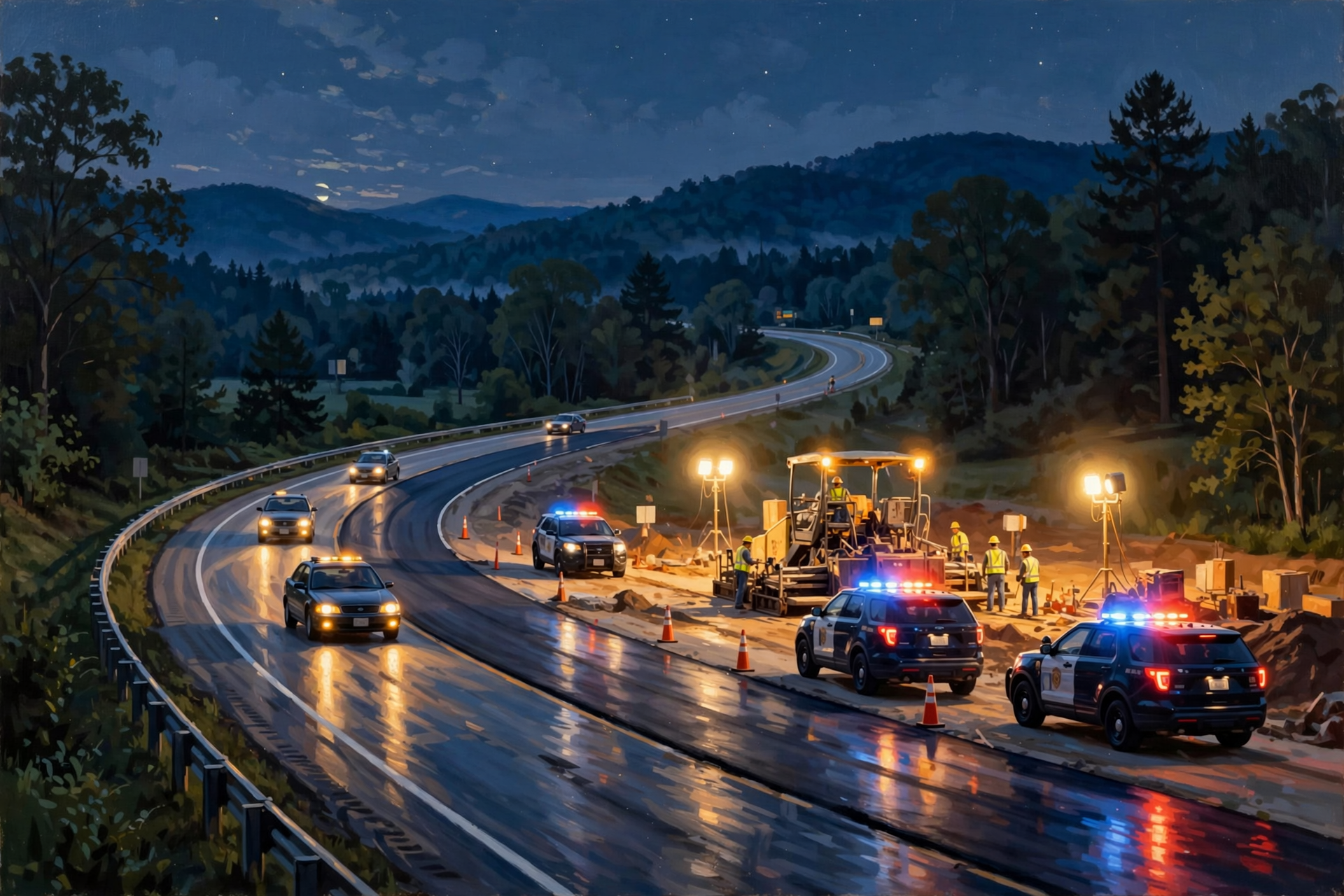 Illustration for 🌙 Night Shift on I-24: Paving in Marion County, Plus a Few Grundy Slowdowns