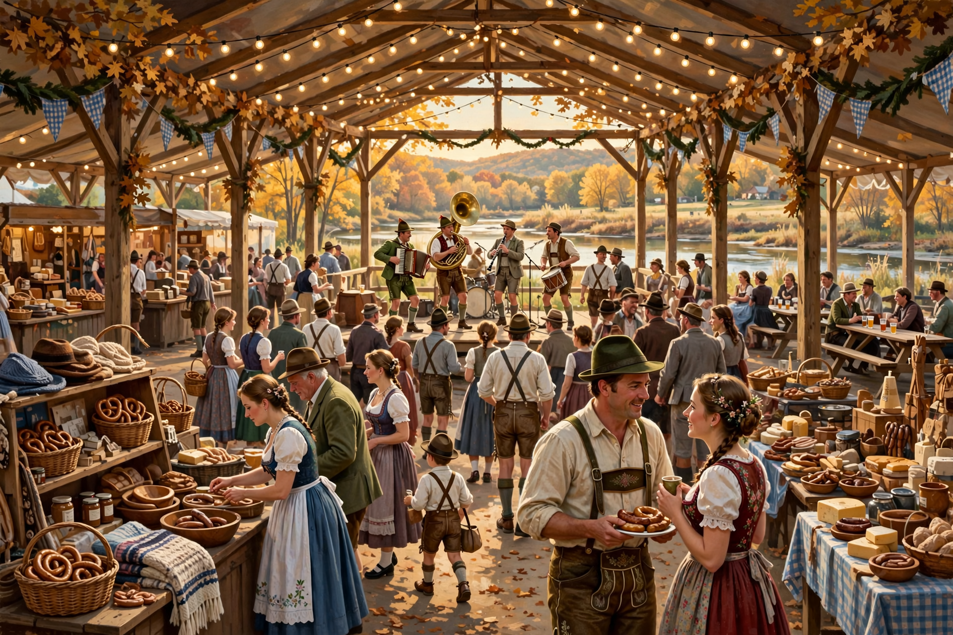 Illustration for 🥨 Oompah Music, Brat Tosses and a Free Oktoberfest by the River