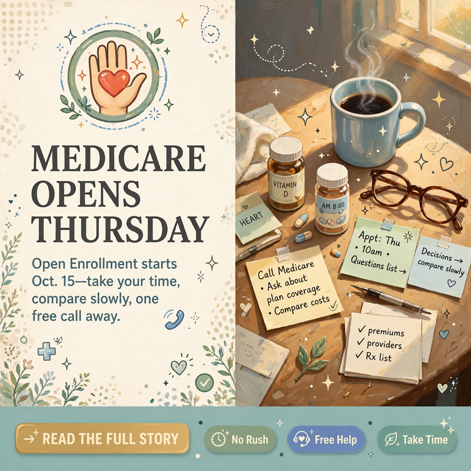 Featured image for "🏥 Medicare Opens Thursday — Compare Slowly, Call SHIP Free, Free Flu Shots Oct. 20"