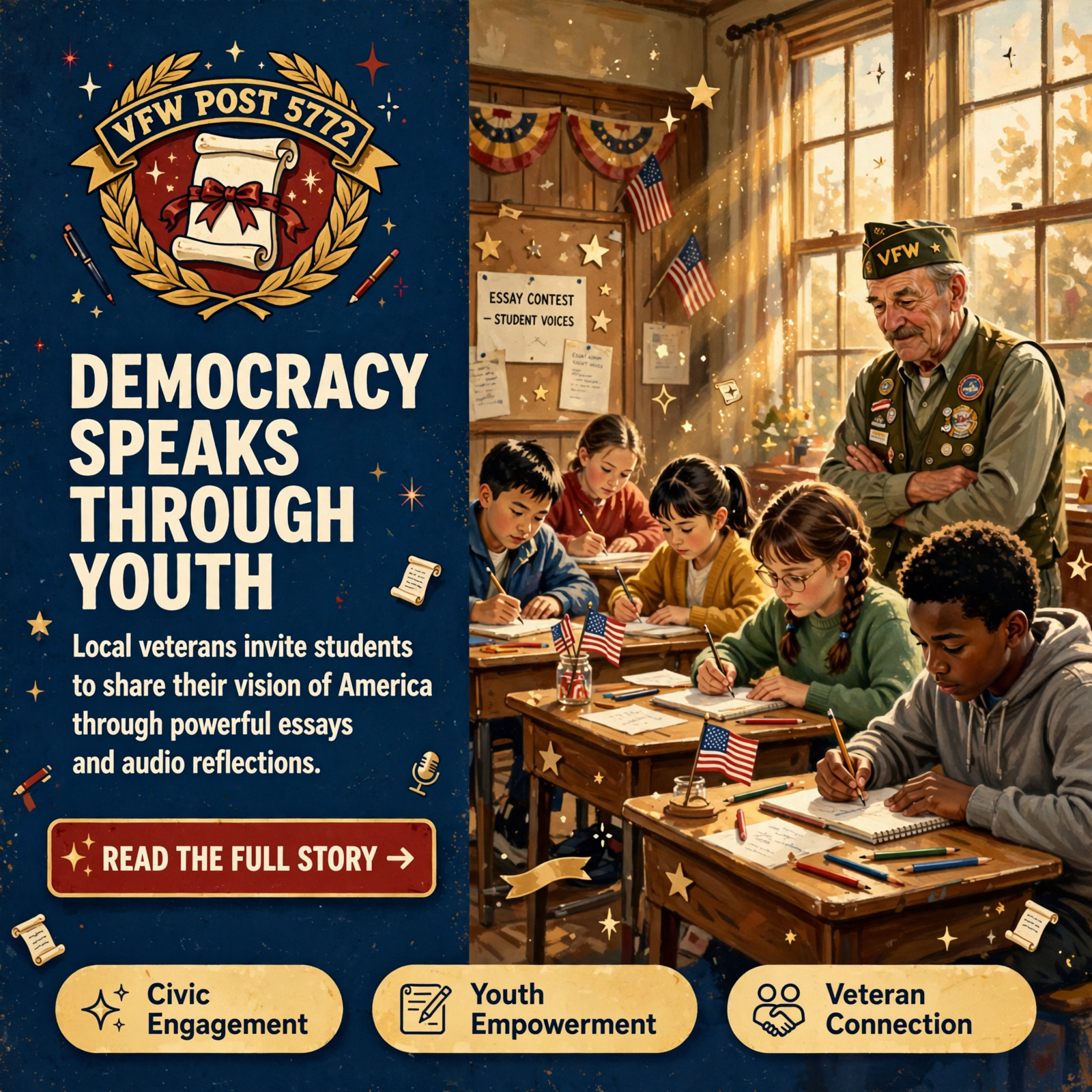 Featured image for "🎖️ VFW Post 5772 Dunlap Launches Voice of Democracy and Patriot's Pen Essay Contests"