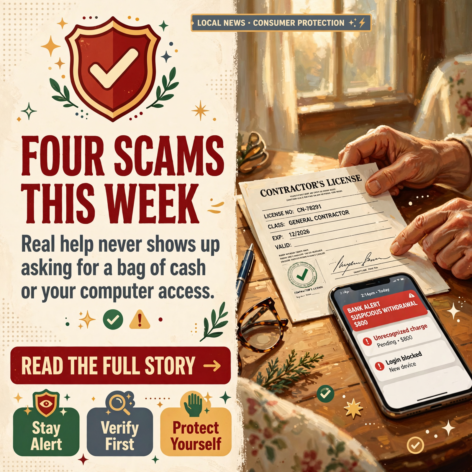 Featured image for "🚨 Cash Couriers, Festival Card Taps and Storm Chasers: Your Scam Watch for This Week"