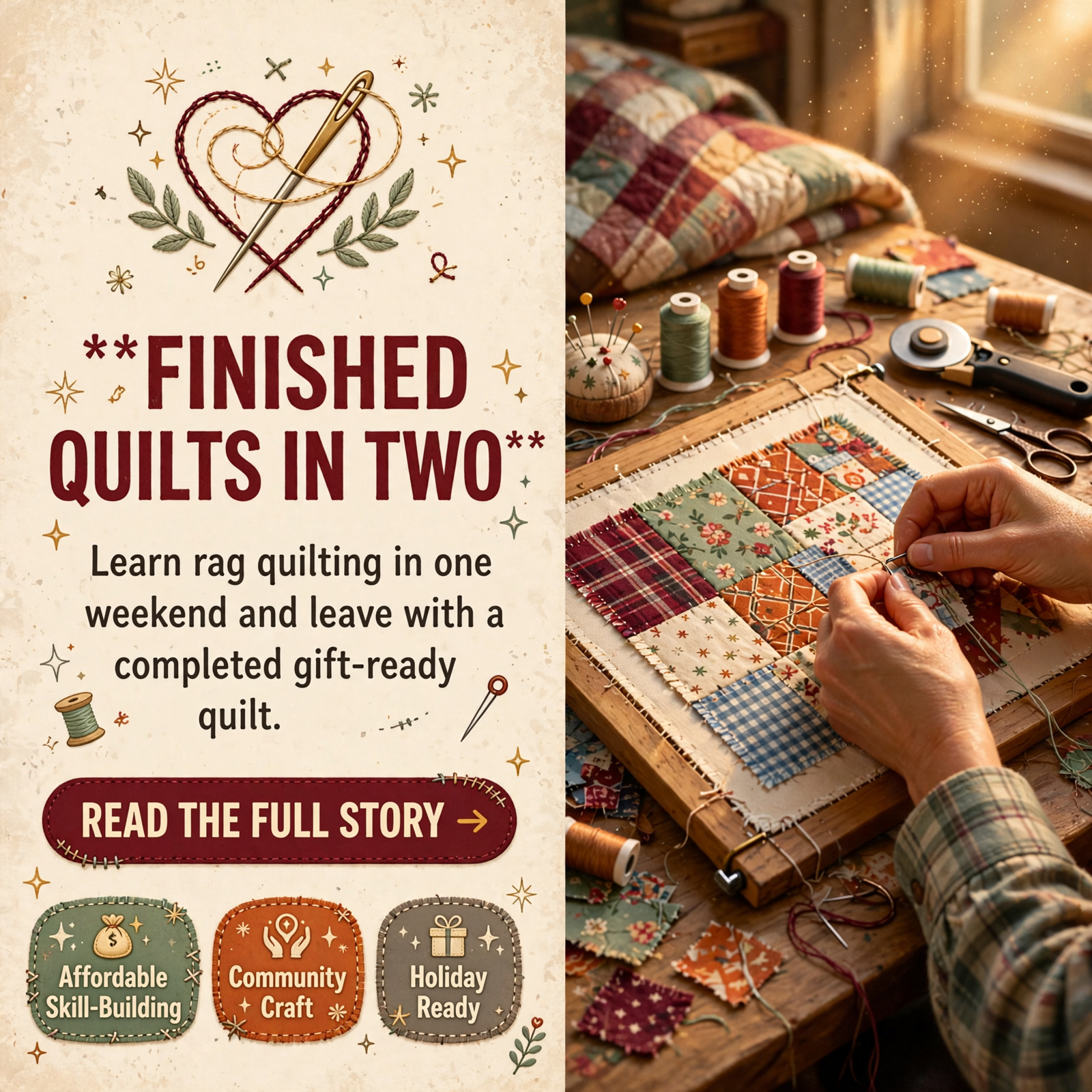 Featured image for "🧵 Rag Quilt Workshop Launches in Sequatchie County - Get Holiday Gifts Ready in Two Sessions"