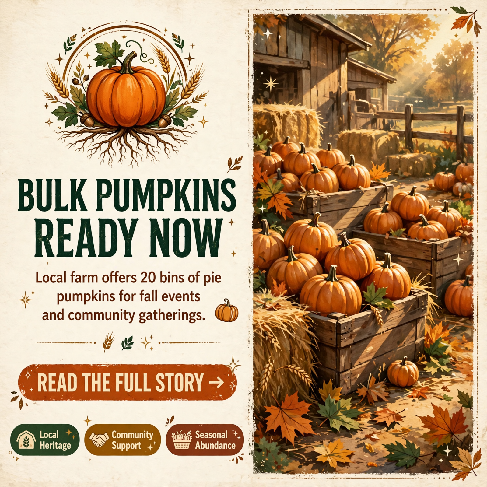 Featured image for "🎃 Bulk Pie Pumpkins Available in Soddy-Daisy - 20 Bins at $200 Each"