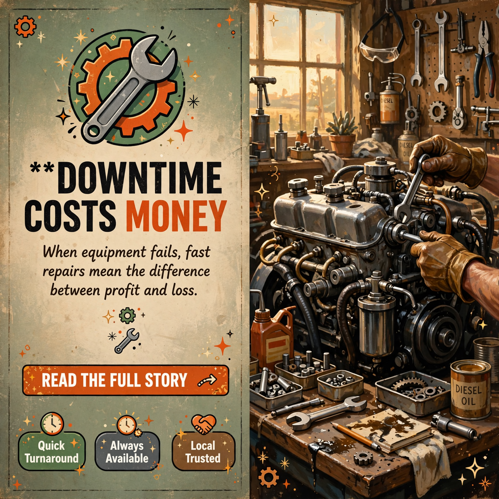 Featured image for "🔧 Keep Your Diesel Equipment Running Strong - Berg's Diesel Repair Understands Time Is Money"