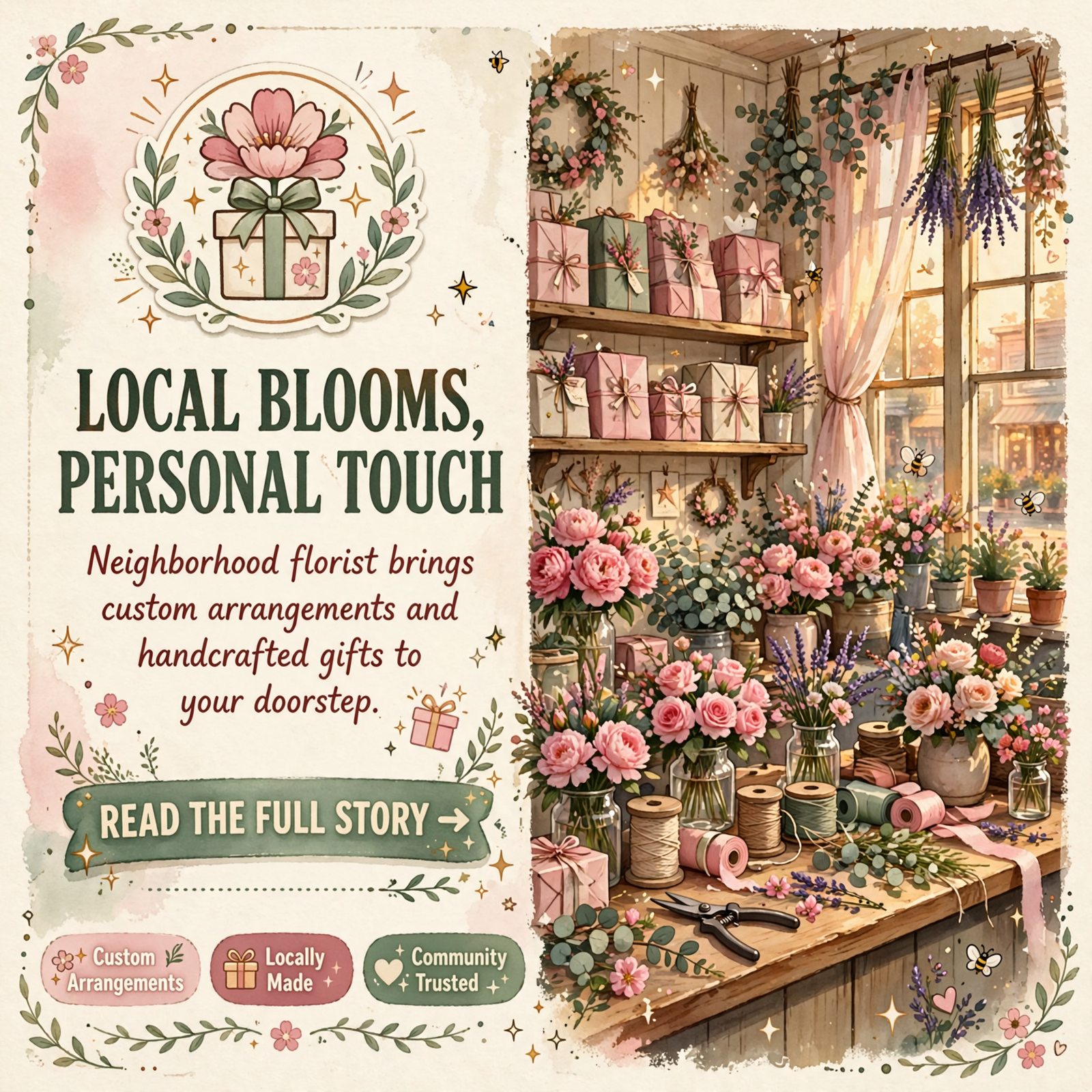 Featured image for "🌸 Flowers & Thyme Brings Custom Arrangements and Gifts to Dunlap"