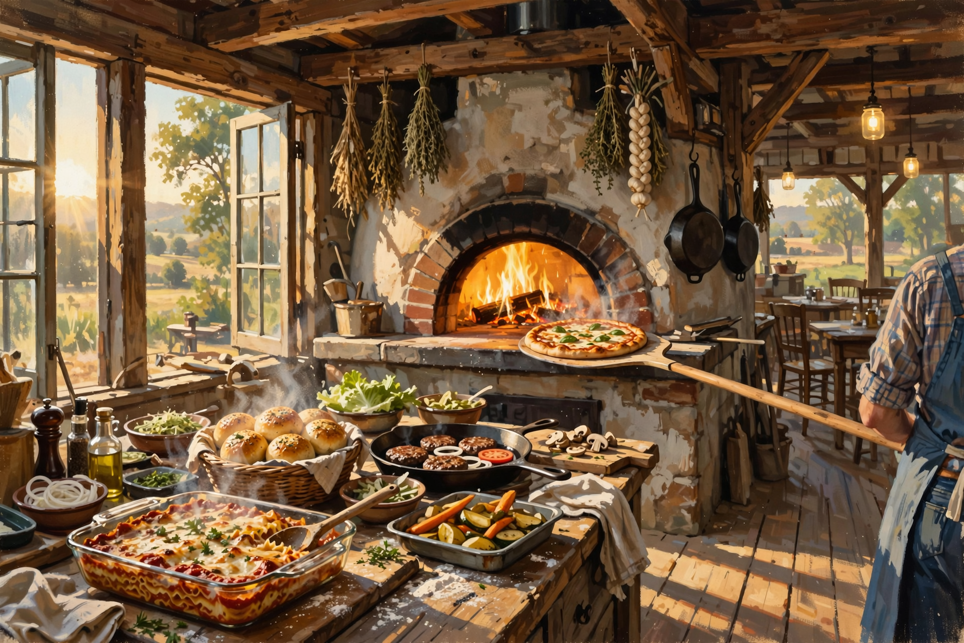 Illustration for 🍕 Weekend Fuel: Family Farmhouse Kitchen on Whiskey Lane