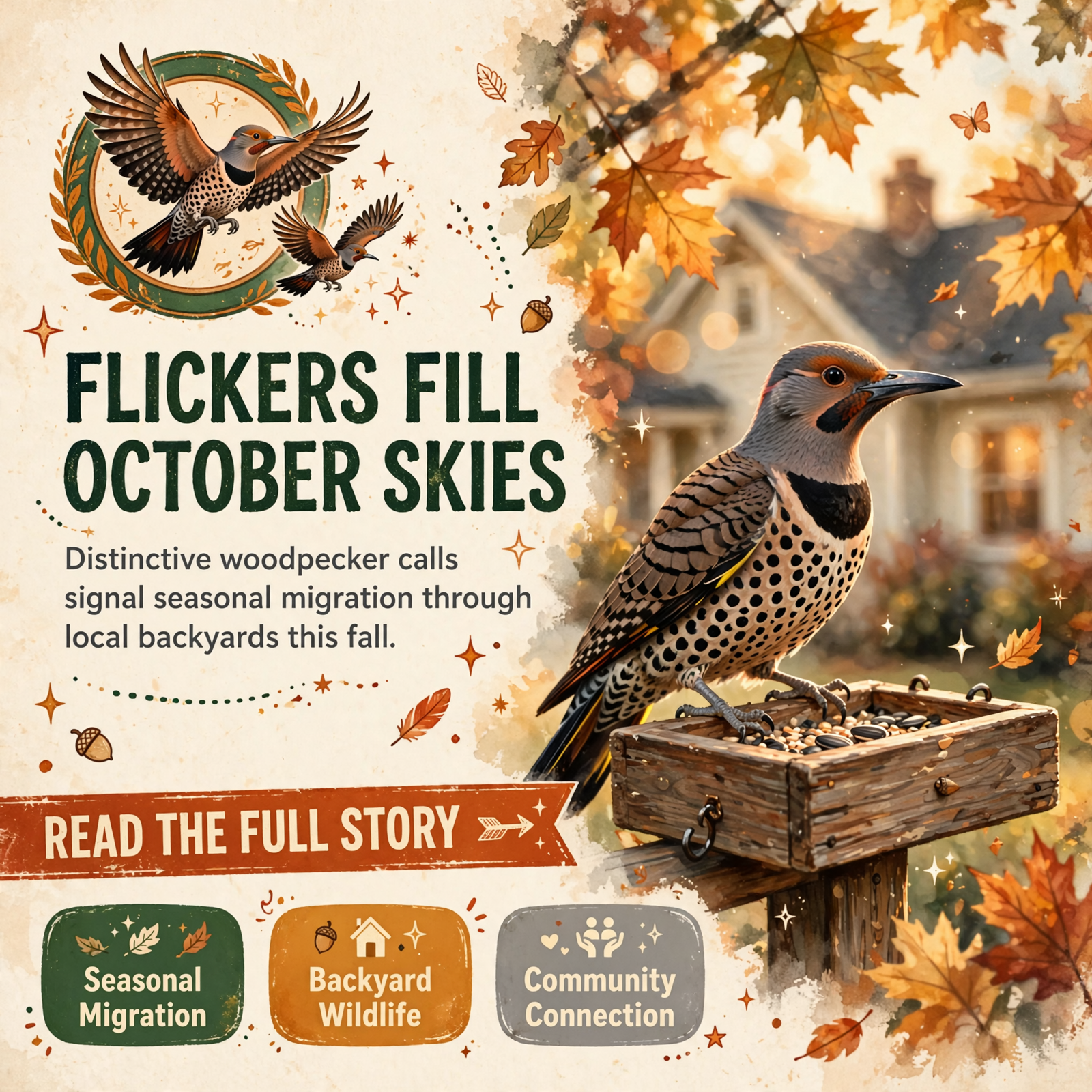 Featured image for "🐦 Northern Flickers Fill October Skies - and Backyards - Across the Region"