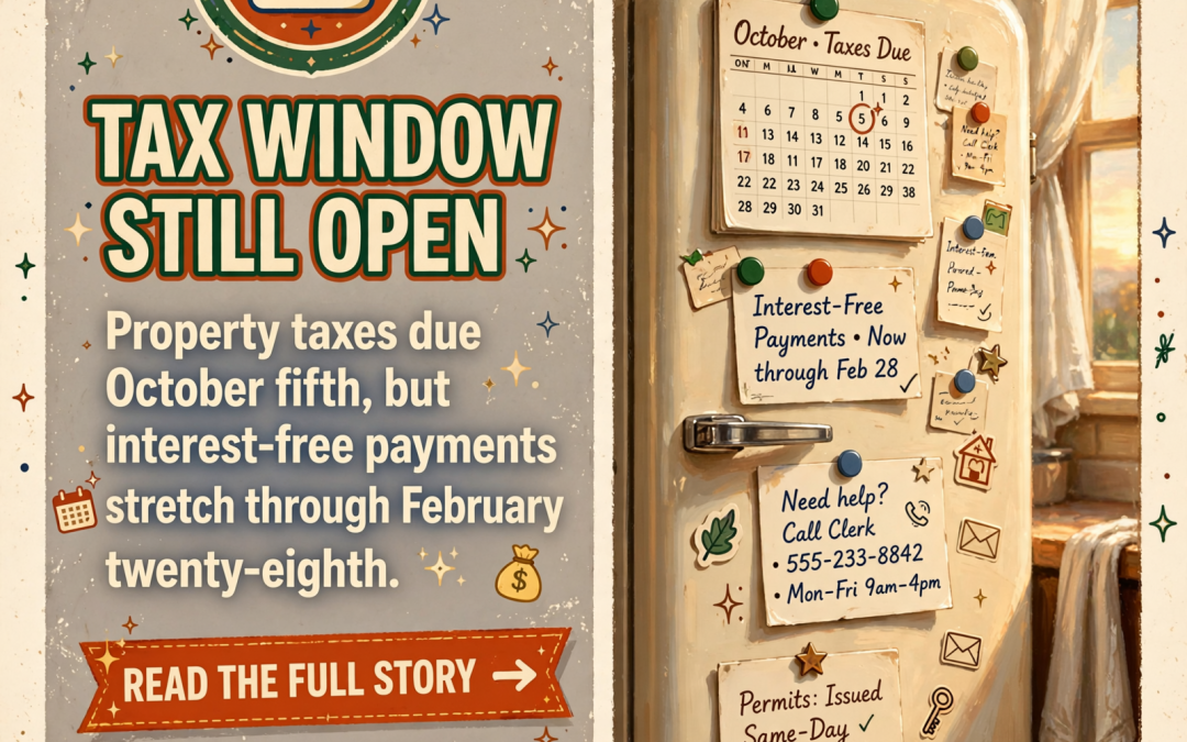 π Property Tax Window Through February, City Hall Thursday and Burn Permits Start Oct. 15