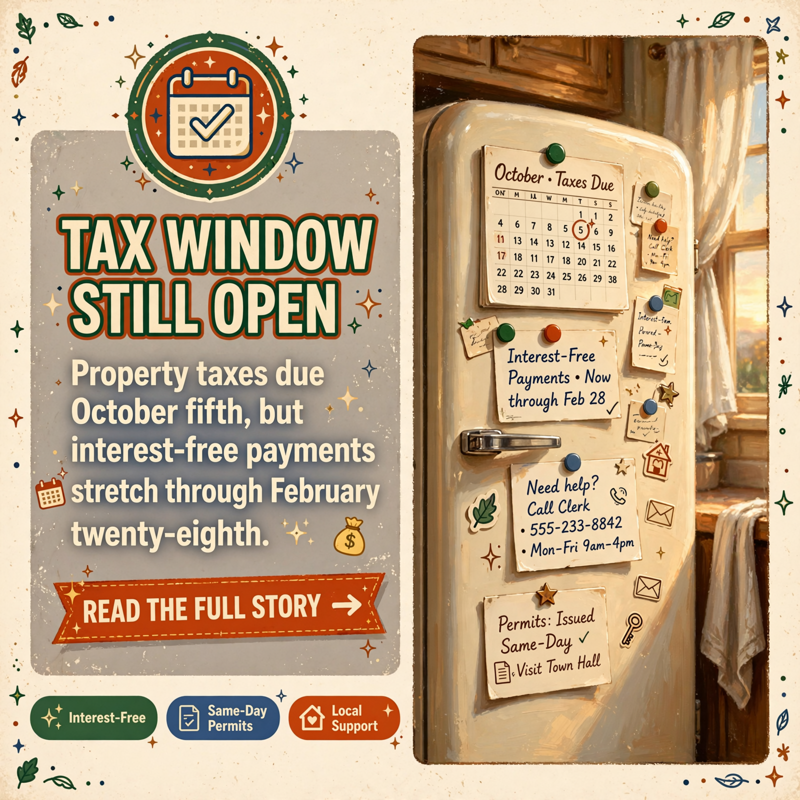 Featured image for "🏠 Property Tax Window Through February, City Hall Thursday and Burn Permits Start Oct. 15"