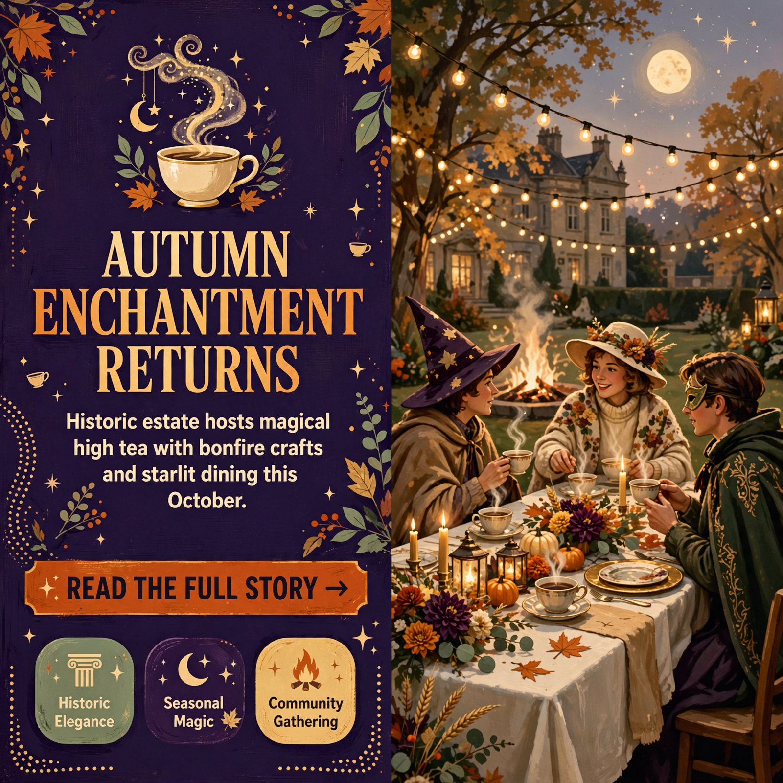 Featured image for "🧙‍♀️ Witches' Tea Party Returns to Whistlestop Manor in Sweetwater - High Tea, Bonfire Crafts & Starlit Dining"
