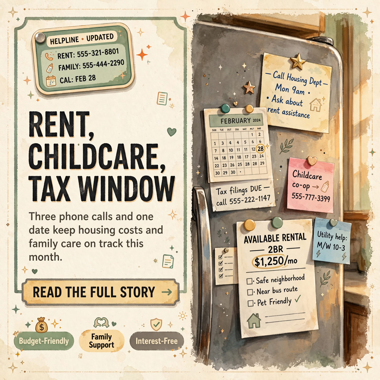 Featured image for "🏠 Heard Street $1,850 Rental, Childcare Call List and Tax Window Through February"