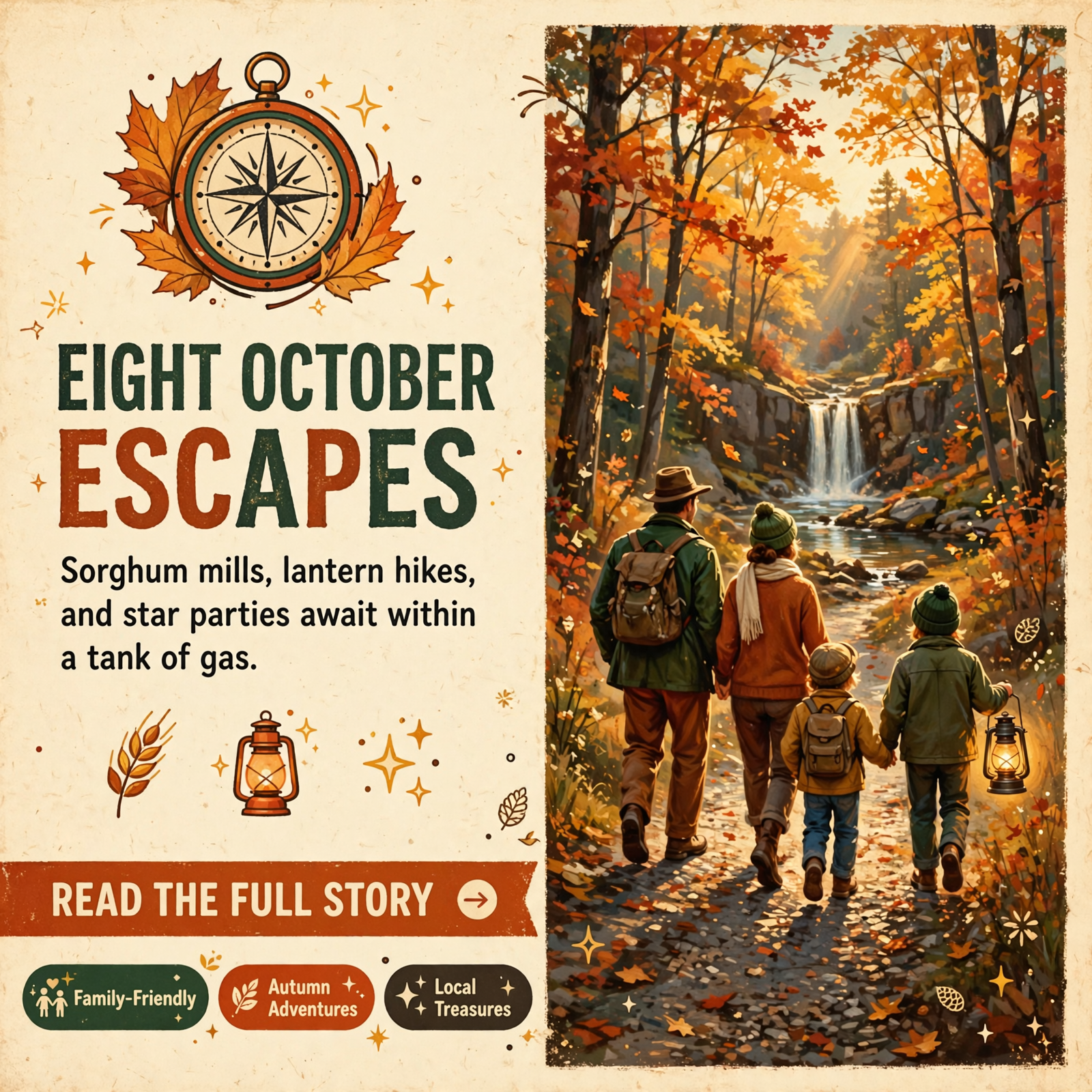 Featured image for "🧭 Hundred-Mile Happenings: A Sorghum Mill, a Lantern Hike, a Star Party and 5 More October Day Trips From Dunlap"