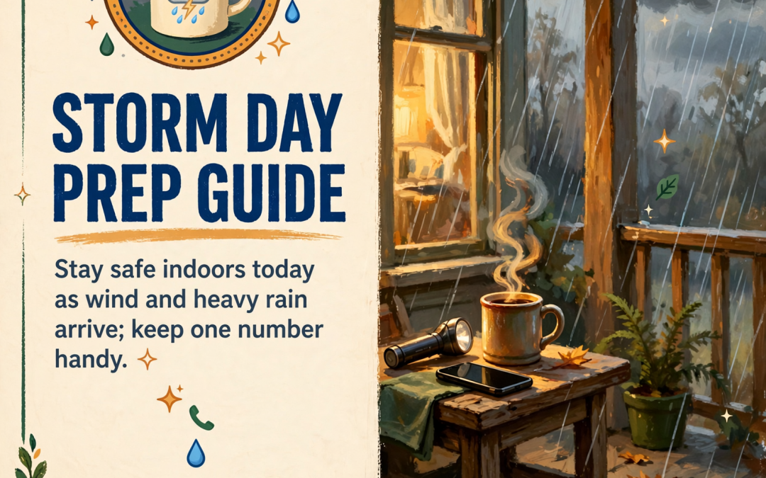 ☕ Front Porch Morning: Isaias Rain Day — Stay Home Safe, Keep the Outage Number Handy