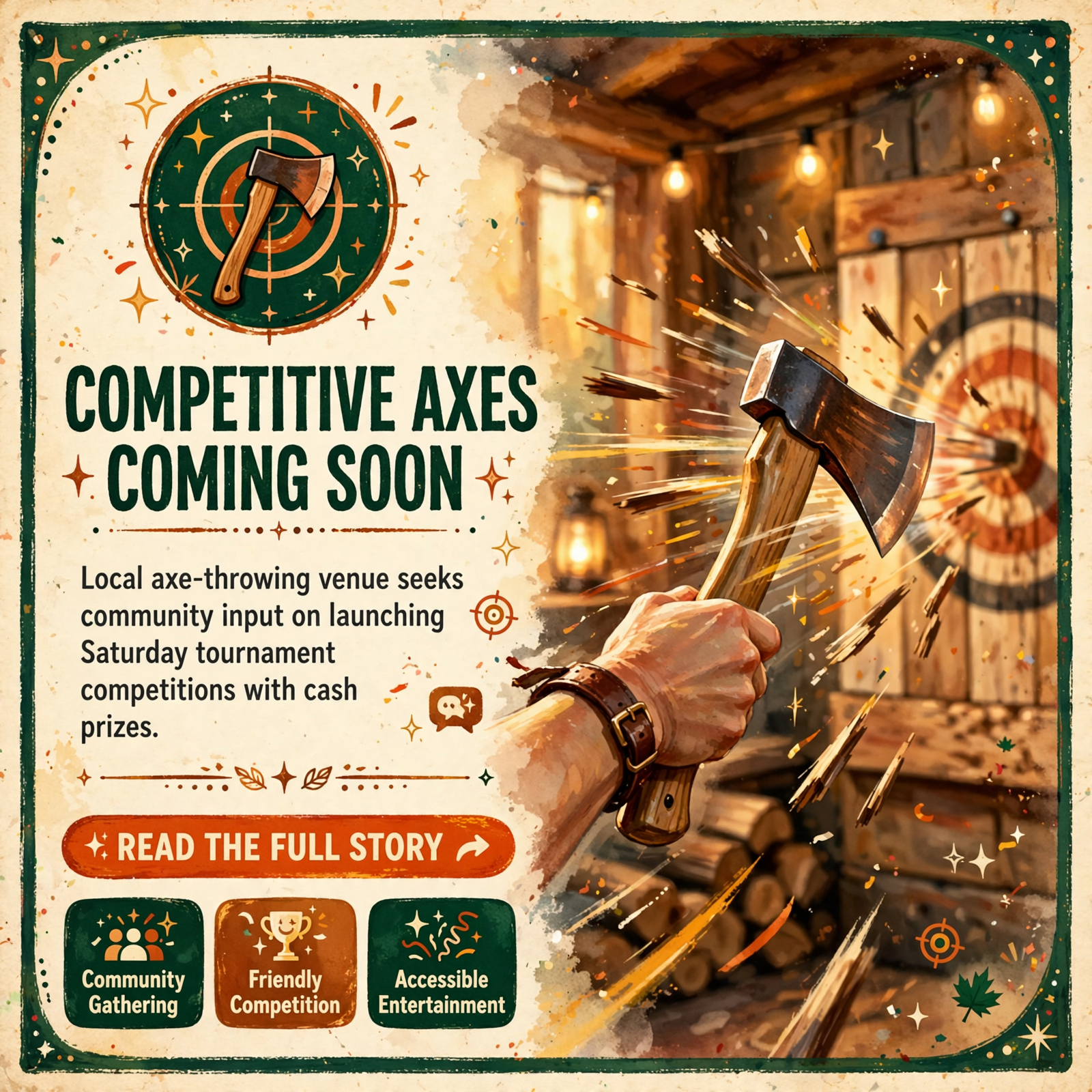 Featured image for "🪓 Small Town Hatchet Plans Saturday Axe-Throwing Tournaments in Dunlap - Community Interest Sought"