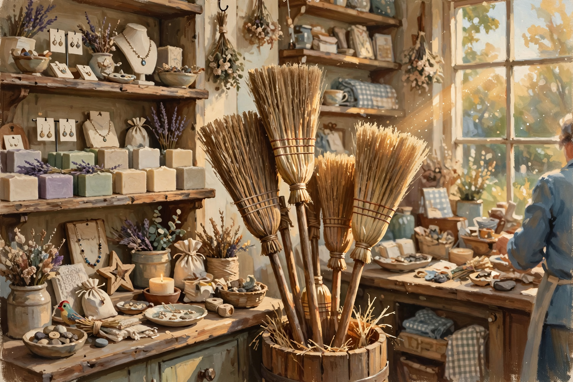 Illustration for 🧹 Colonial Brooms on Sale: Sister Moon Goods This Saturday