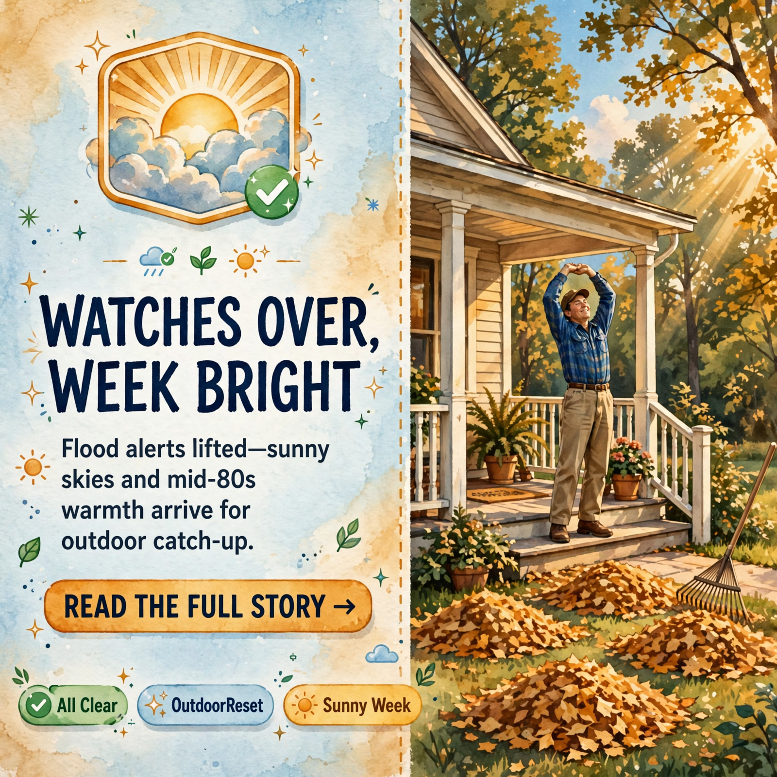 Featured image for "☀️ Flood Watch Over, Sunny Week Locked In: Your Weather & Outdoors Ahead"