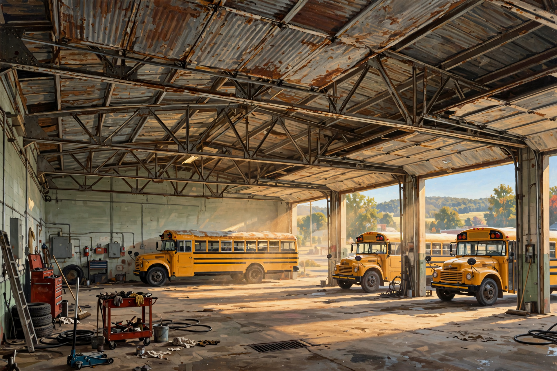 Illustration for π Local: The School Board Wants Bids for a New Bus Garage Roof