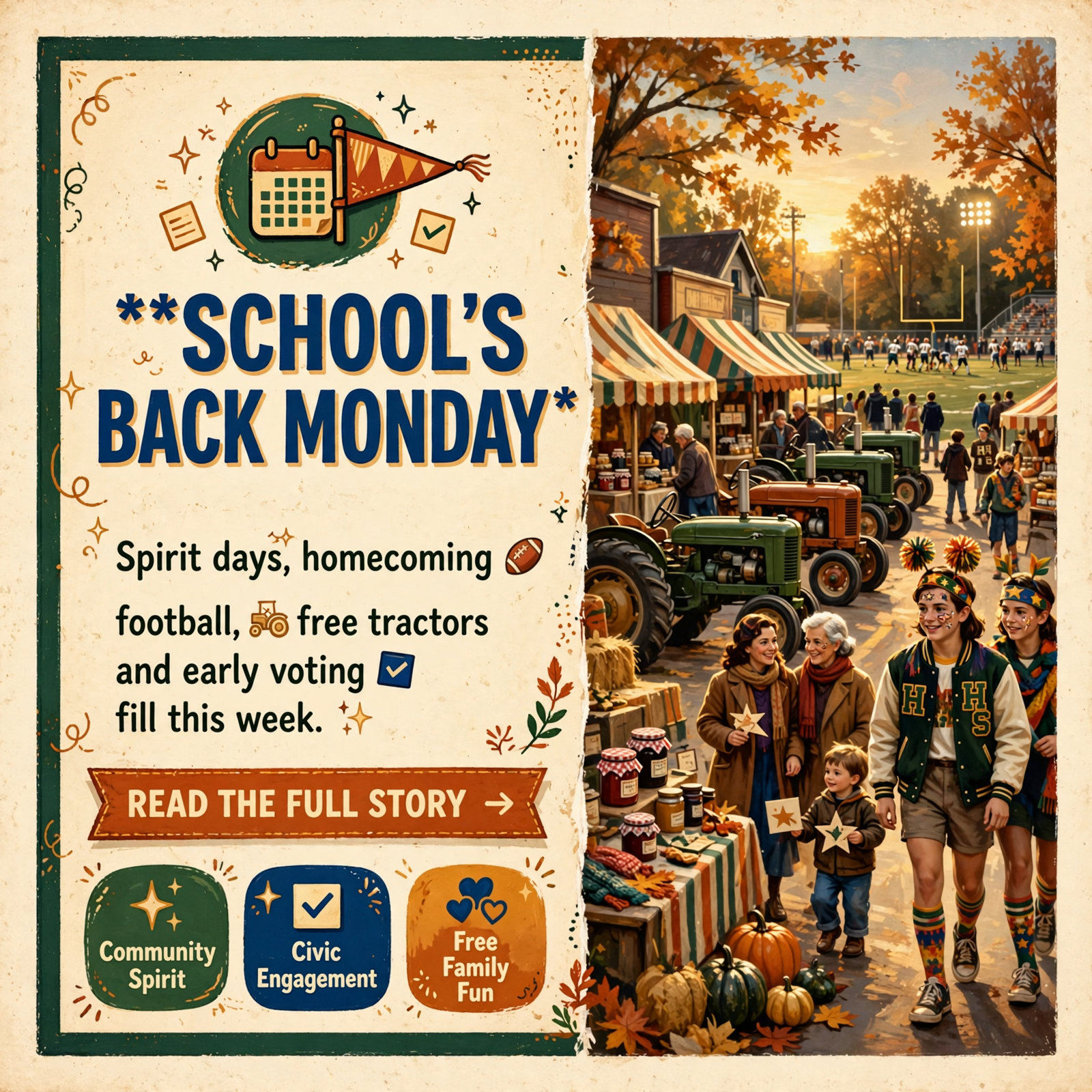 Featured image for "📰 School's Back Monday, Homecoming Friday and a Free Tractor Weekend Downtown"