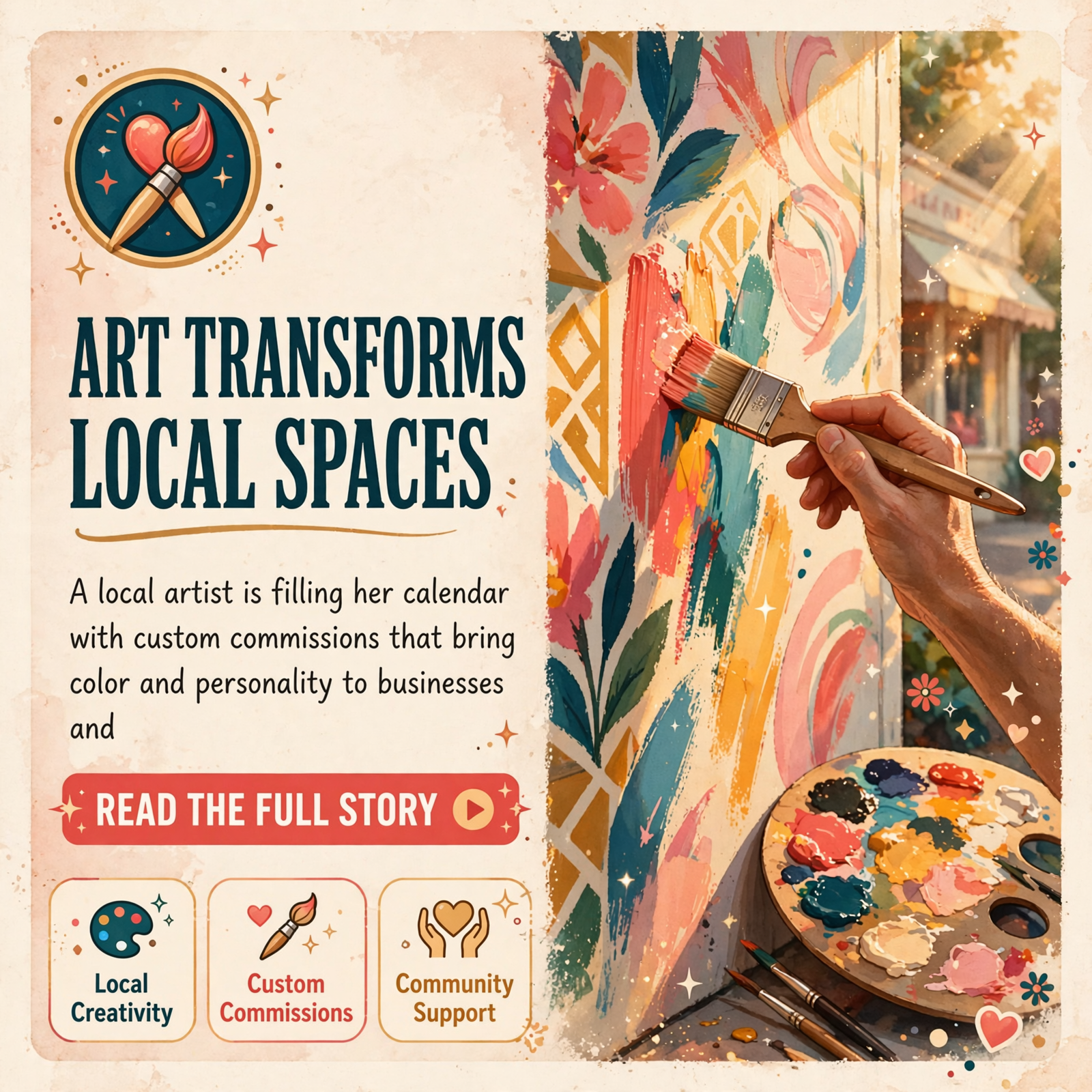 🎨 Local Mural Artist and Window Painter Launches Campaign to Fill Calendar with Custom Commissions — Featured Image Featured image for "🎨 Local Mural Artist and Window Painter Launches Campaign to Fill Calendar with Custom Commissions"
