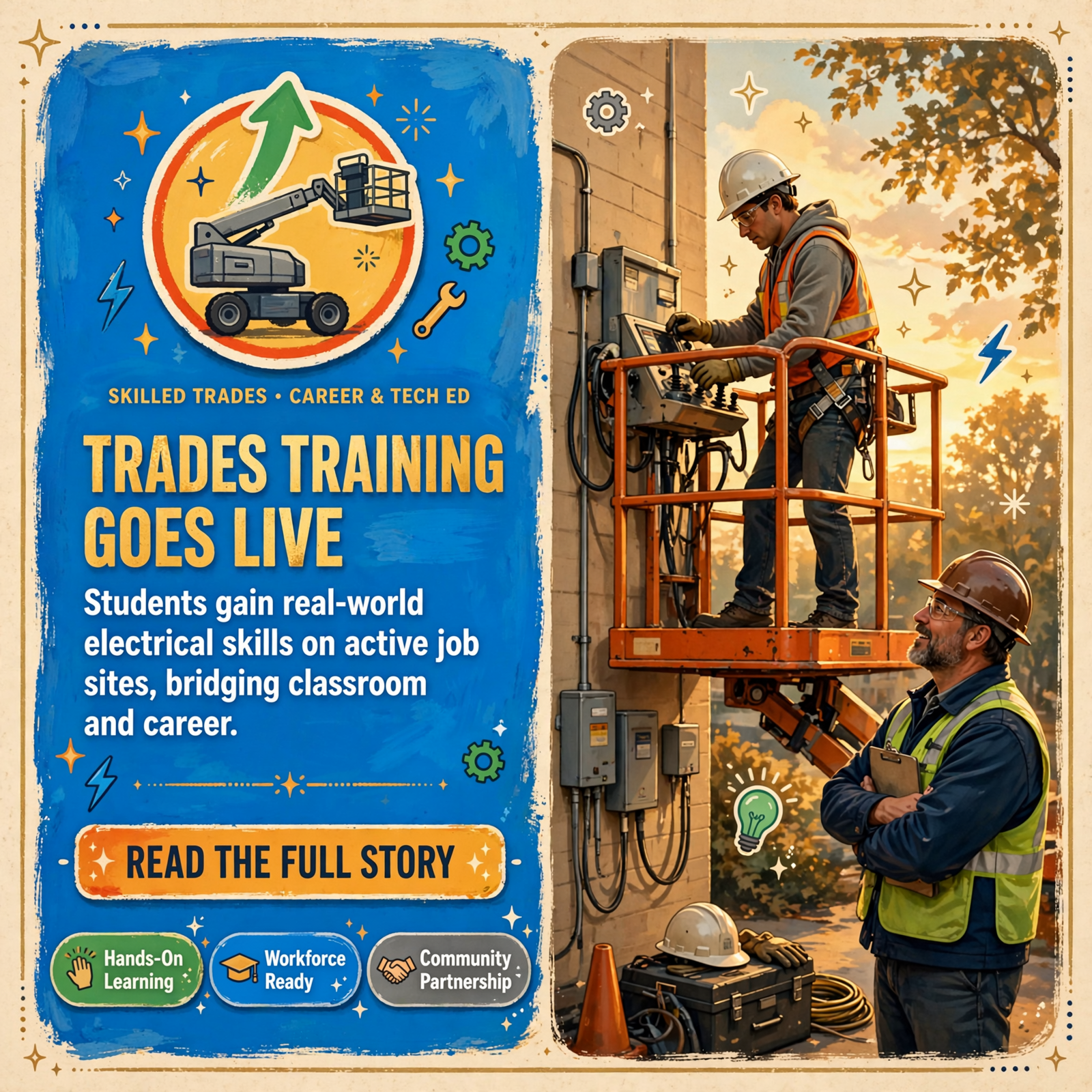 ๐ Electrician Technology Students Train on Boom Lifts at Real-World Project Site โ Featured Image Featured image for "๐ Electrician Technology Students Train on Boom Lifts at Real-World Project Site"