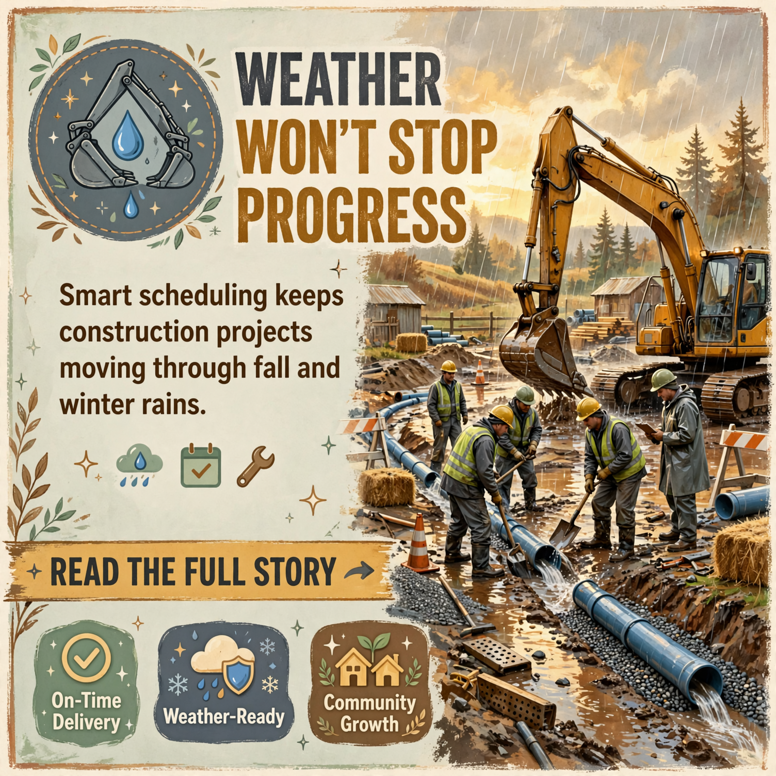 Featured image for "🏗️ Keep Fall and Winter Projects on Track Despite Wet Weather"
