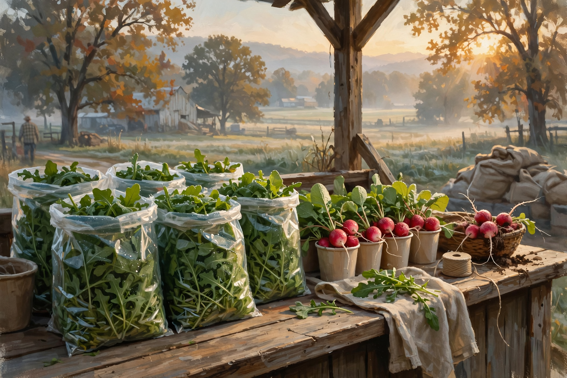 Illustration for 🥗 First Fall Greens at a Dunlap Farm Stand, Friday at Sunrise