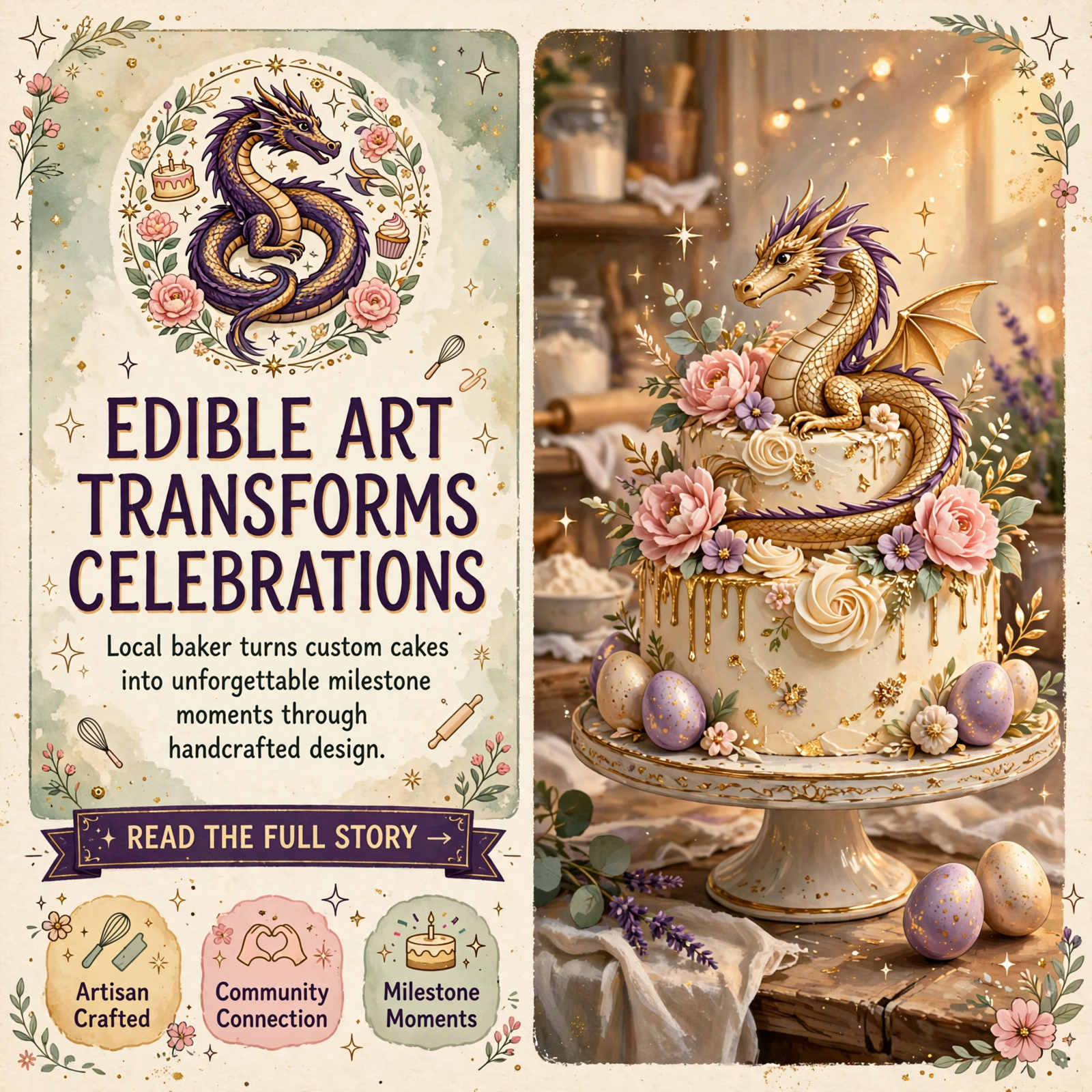 Featured image for "🐉 Custom Dragon Baby Shower Cake Showcases Kimball Artisan's Edible Design Craft"