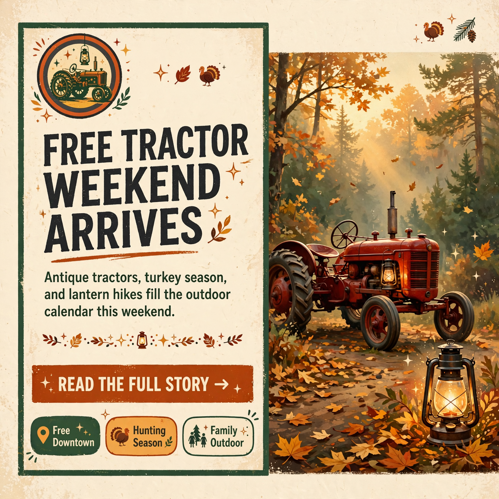 Featured image for "🚜 Tractor Weekend Downtown, Fall Turkey Opens and a Lantern Hike at Fall Creek Falls"