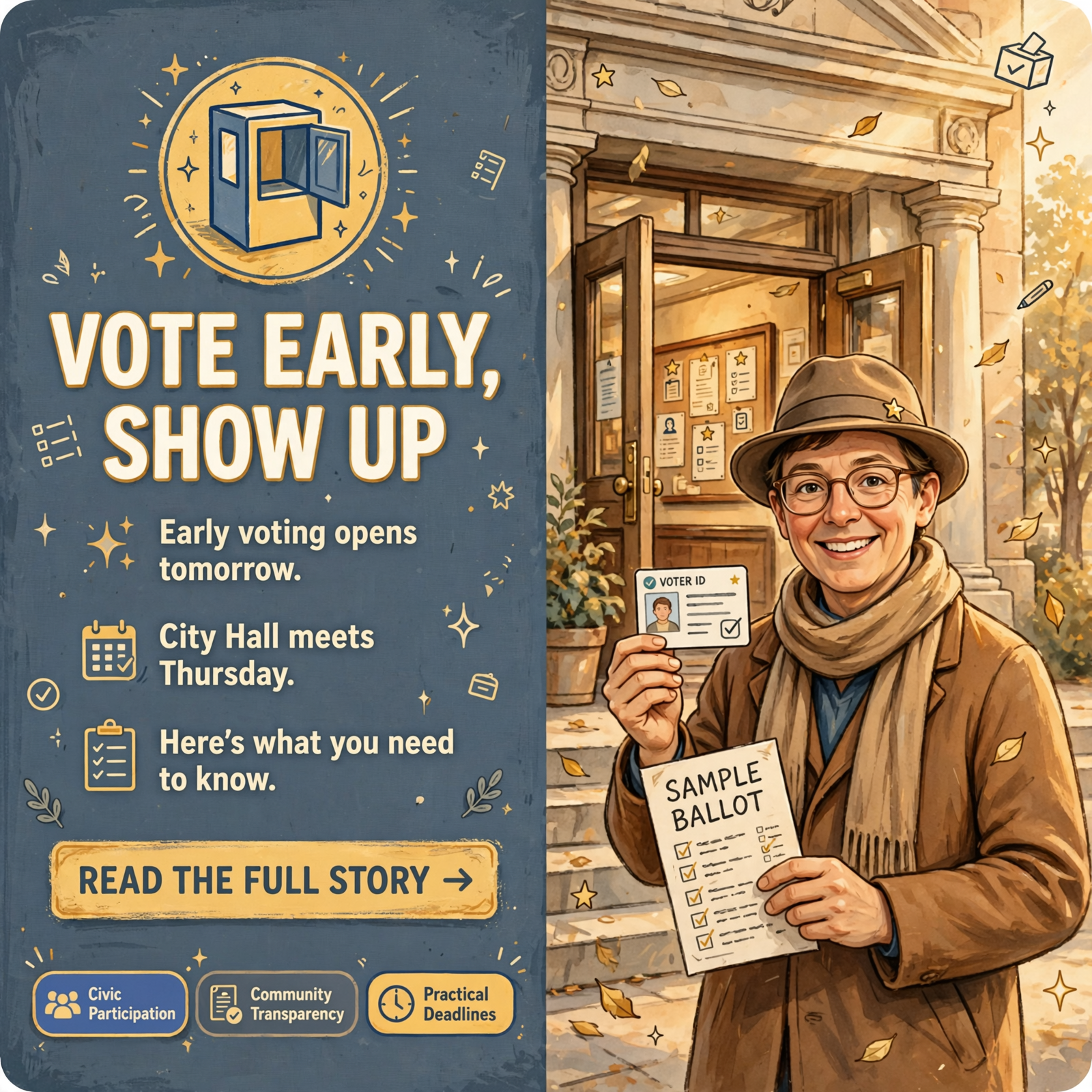 Featured image for "🏛️ Early Voting Opens Tomorrow, City Hall Thursday, Board Met Last Night"
