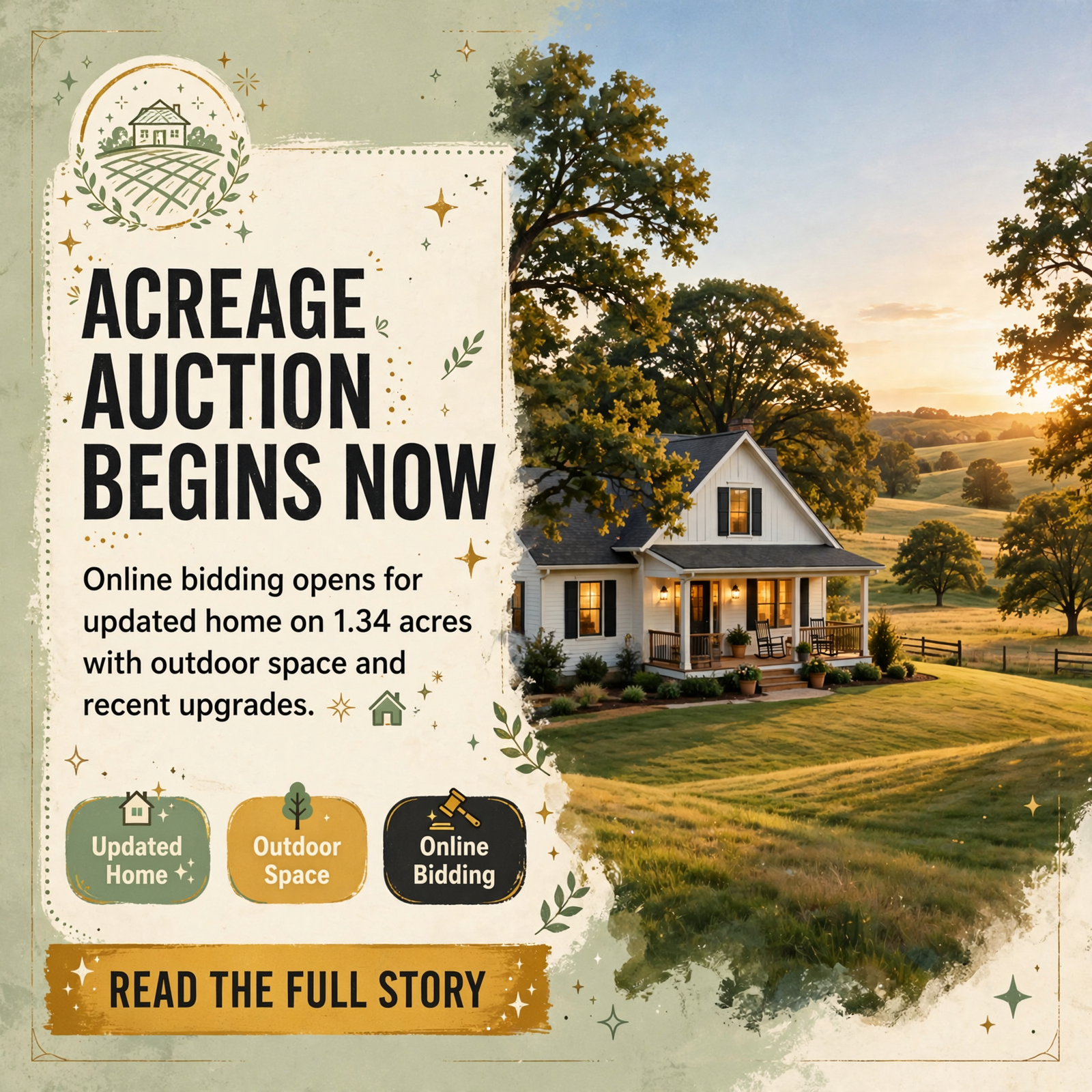 Featured image for "🏡 Recently Updated Home on 1.34 Acres in Crossville Heads to Online Auction"