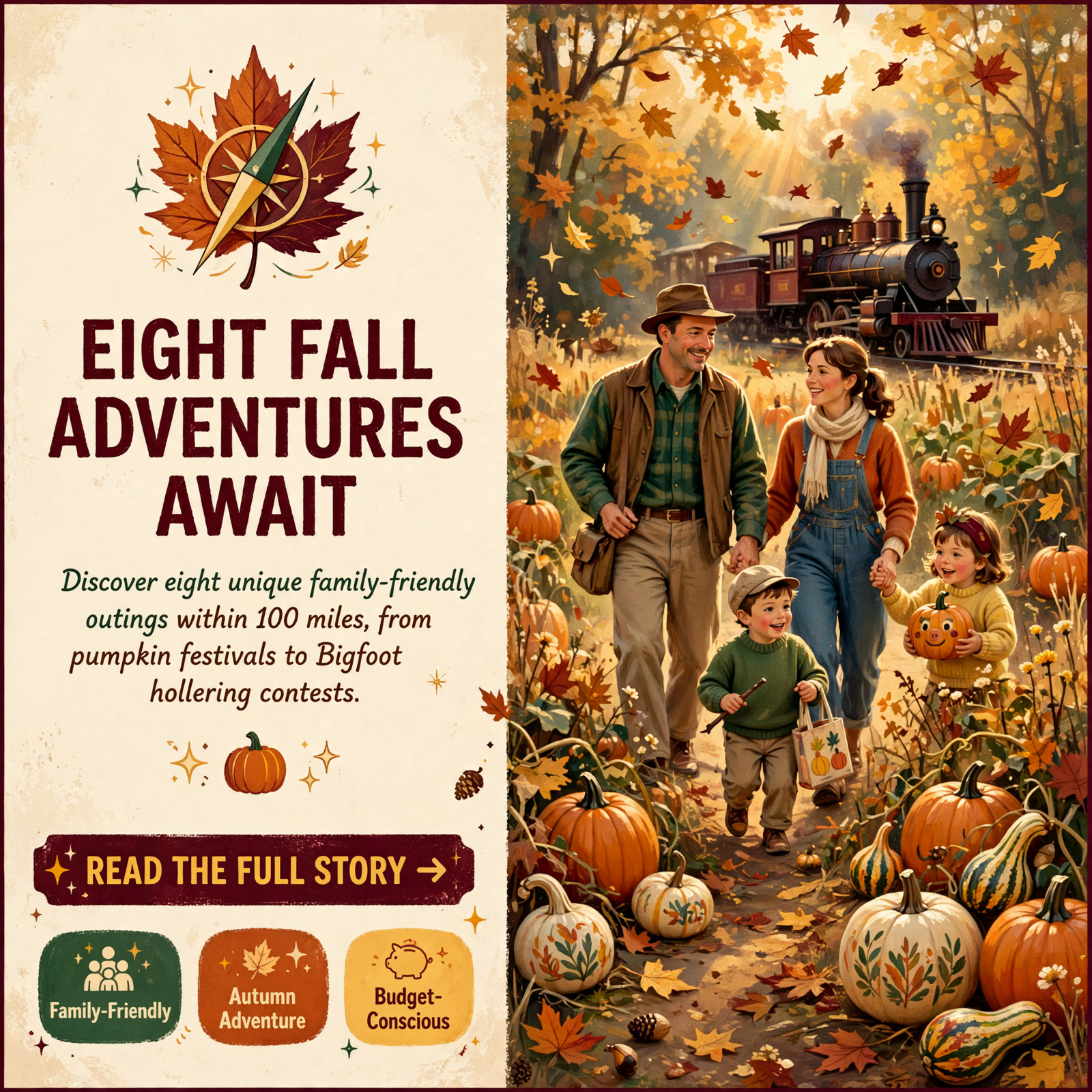 Featured image for "🧭 Hundred-Mile Happenings: Pumpkintown, a Bigfoot Festival, an Apple Fest and 5 More Fall Day Trips From Dunlap"
