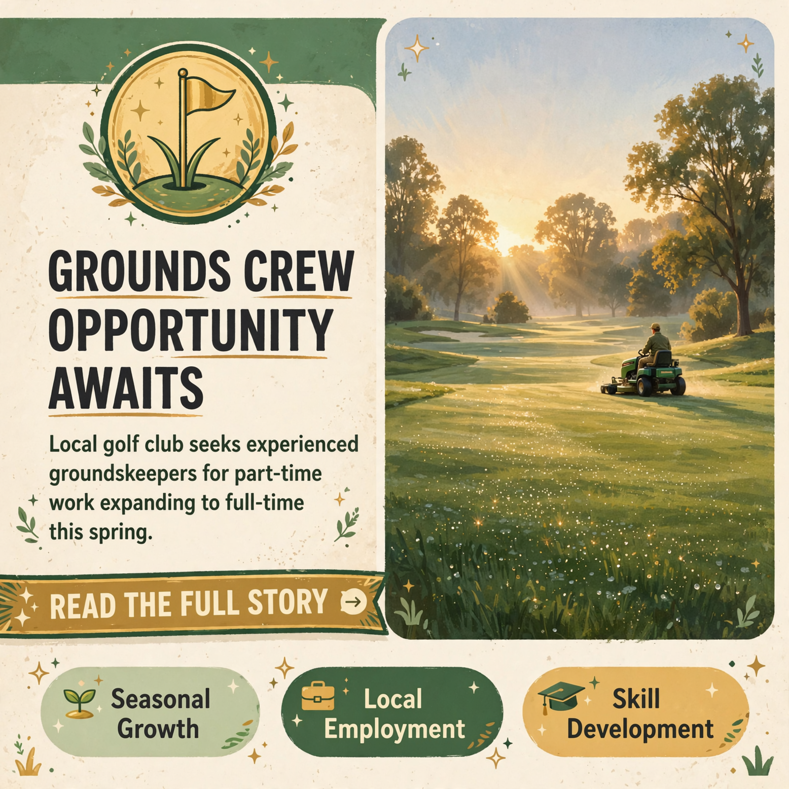 Featured image for "🏌️ Moccasin Bend Golf Club Seeks Groundskeeping Help - Part-Time Now, Full-Time Potential This Spring"