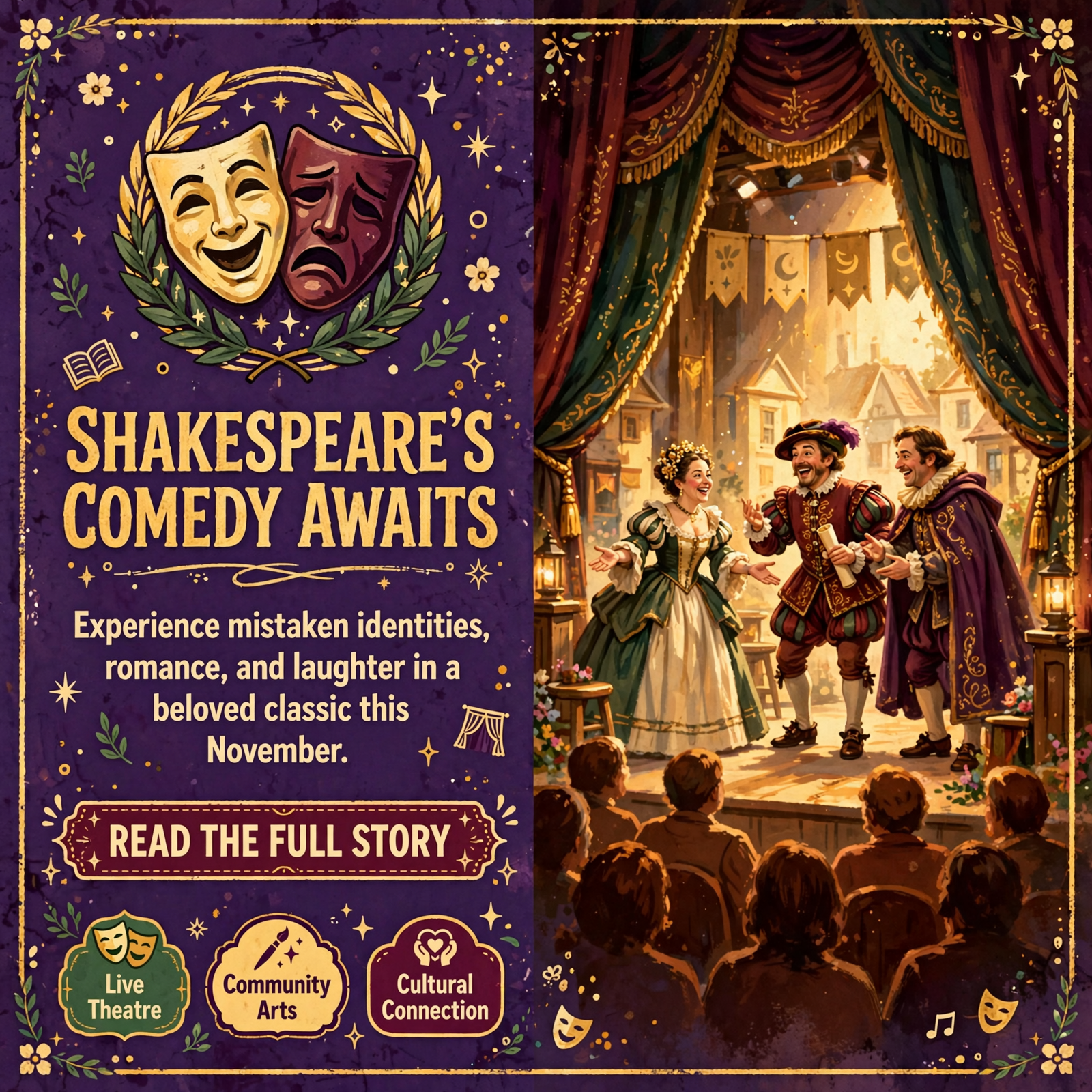 Featured image for "🎭 Shakespeare's Twelfth Night in Columbia - November 3-8"