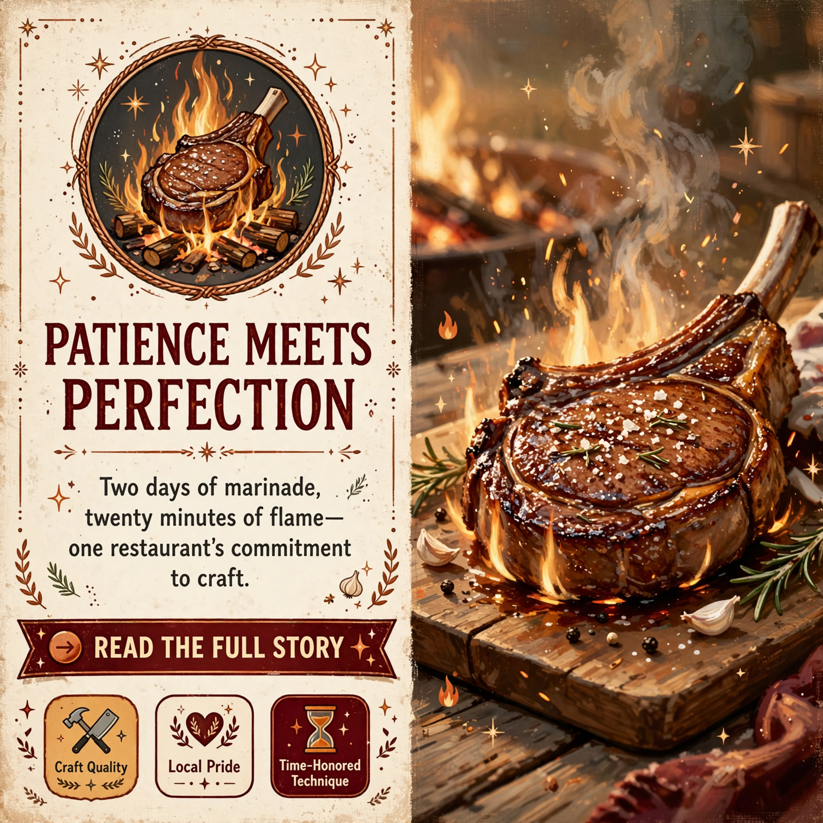 Featured image for "🔥 Tomahawk Chops and Open Flame: Brothers Tavern 's Two-Day Marinade Tradition"