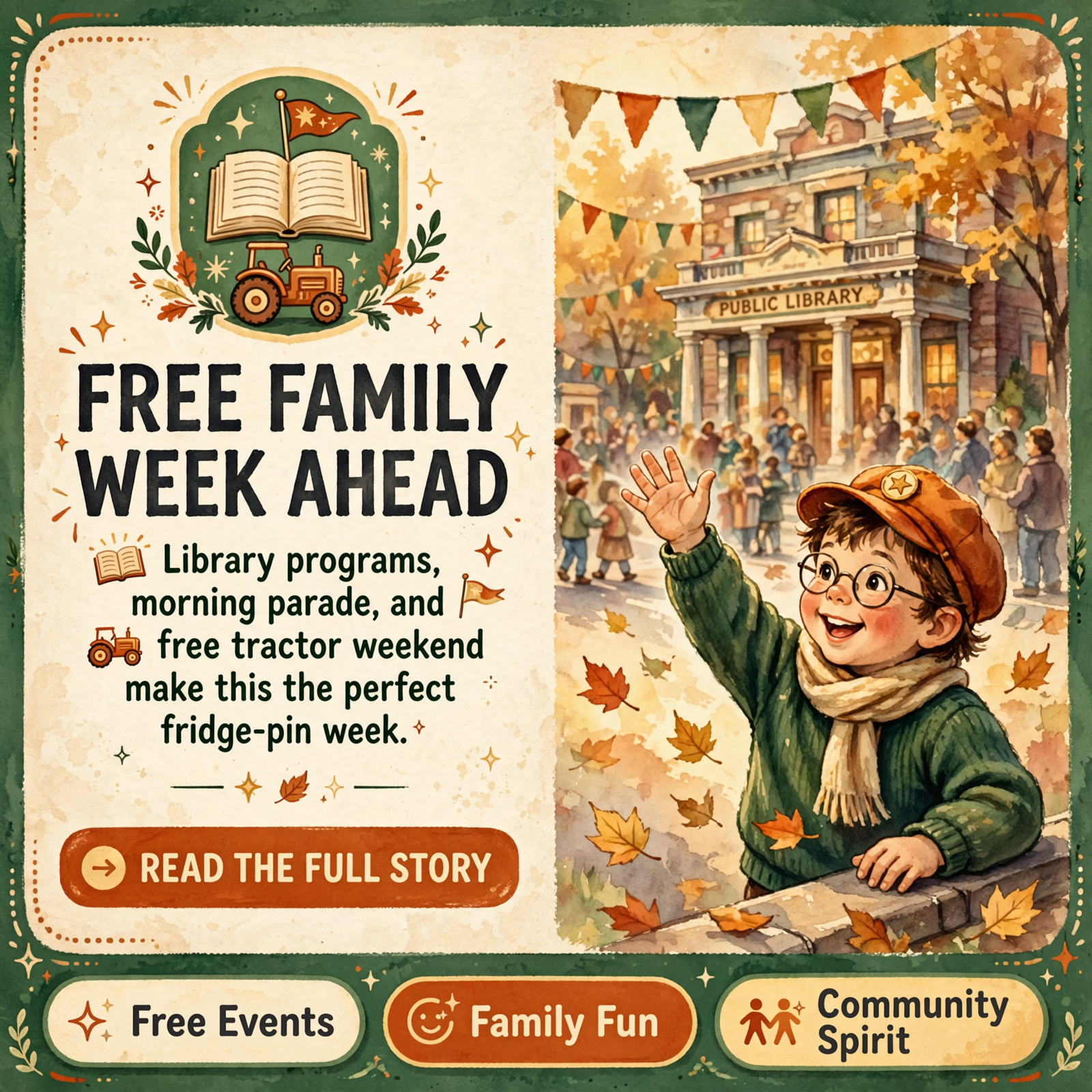 π Library Week for Littles, Friday Morning Parade and Free Tractor Weekend Downtown β Featured Image Featured image for "π Library Week for Littles, Friday Morning Parade and Free Tractor Weekend Downtown"