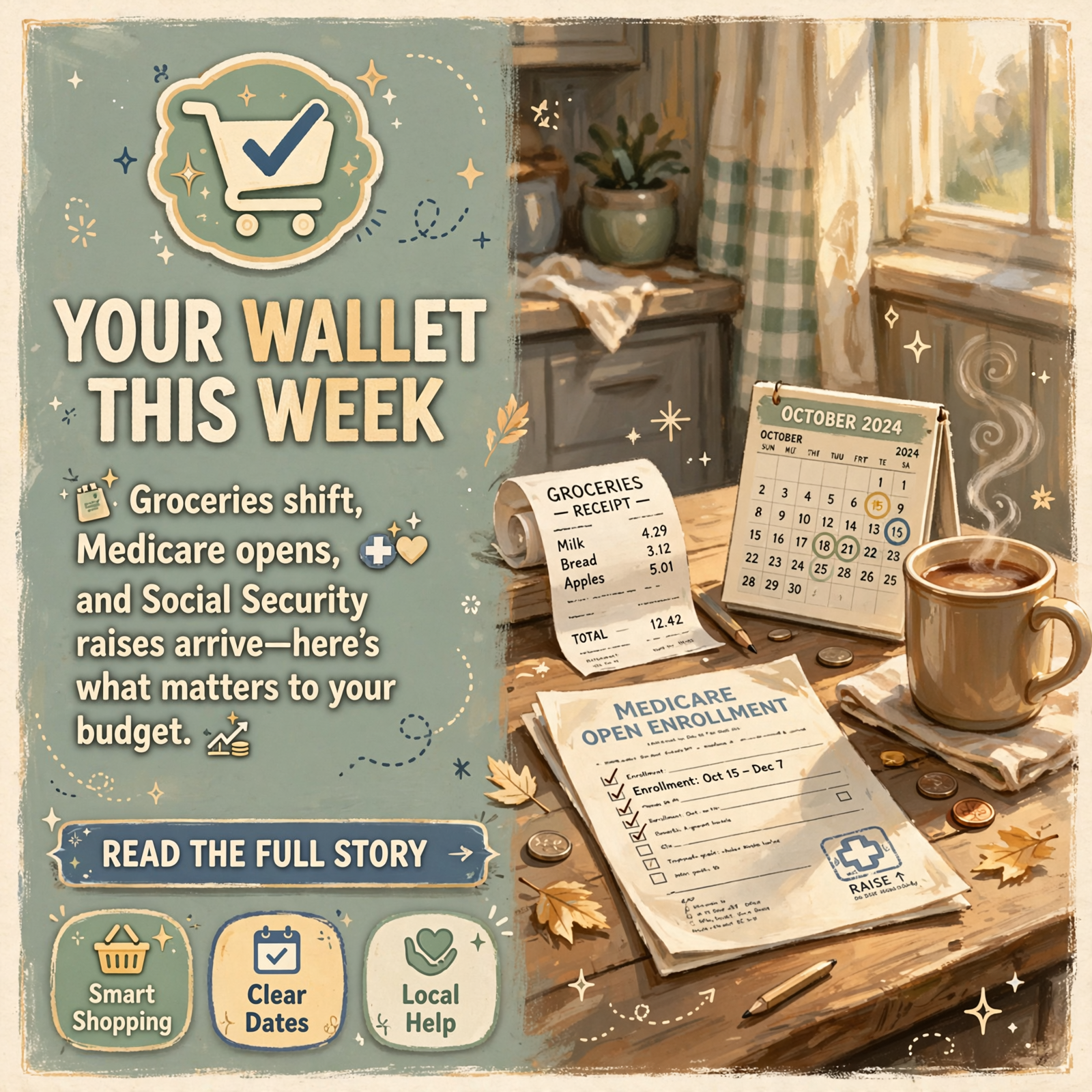 Featured image for "💵 Groceries, Medicare Week and Your Social Security Raise: Your Wallet This Week"