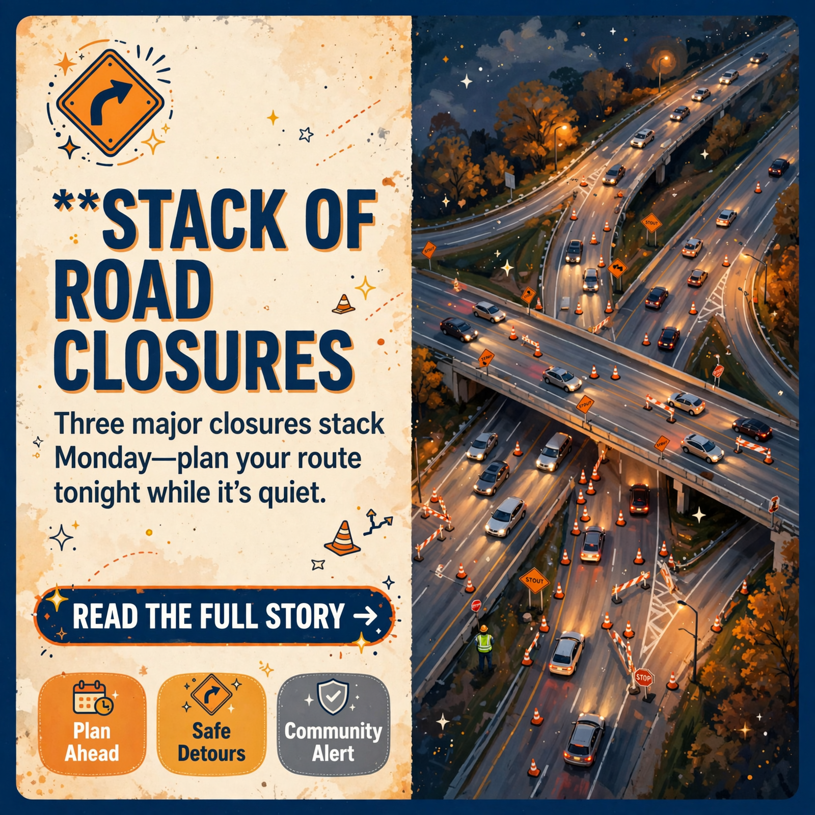 🚧 Wilcox Closed Today, East Brainerd Until Dawn Monday and a Fuller–Bridge–Ramp Stack: Your Roads & Commute Report —… Featured image for "🚧 Wilcox Closed Today, East Brainerd Until Dawn Monday and a Fuller–Bridge–Ramp Stack: Your Roads & Commute Report"