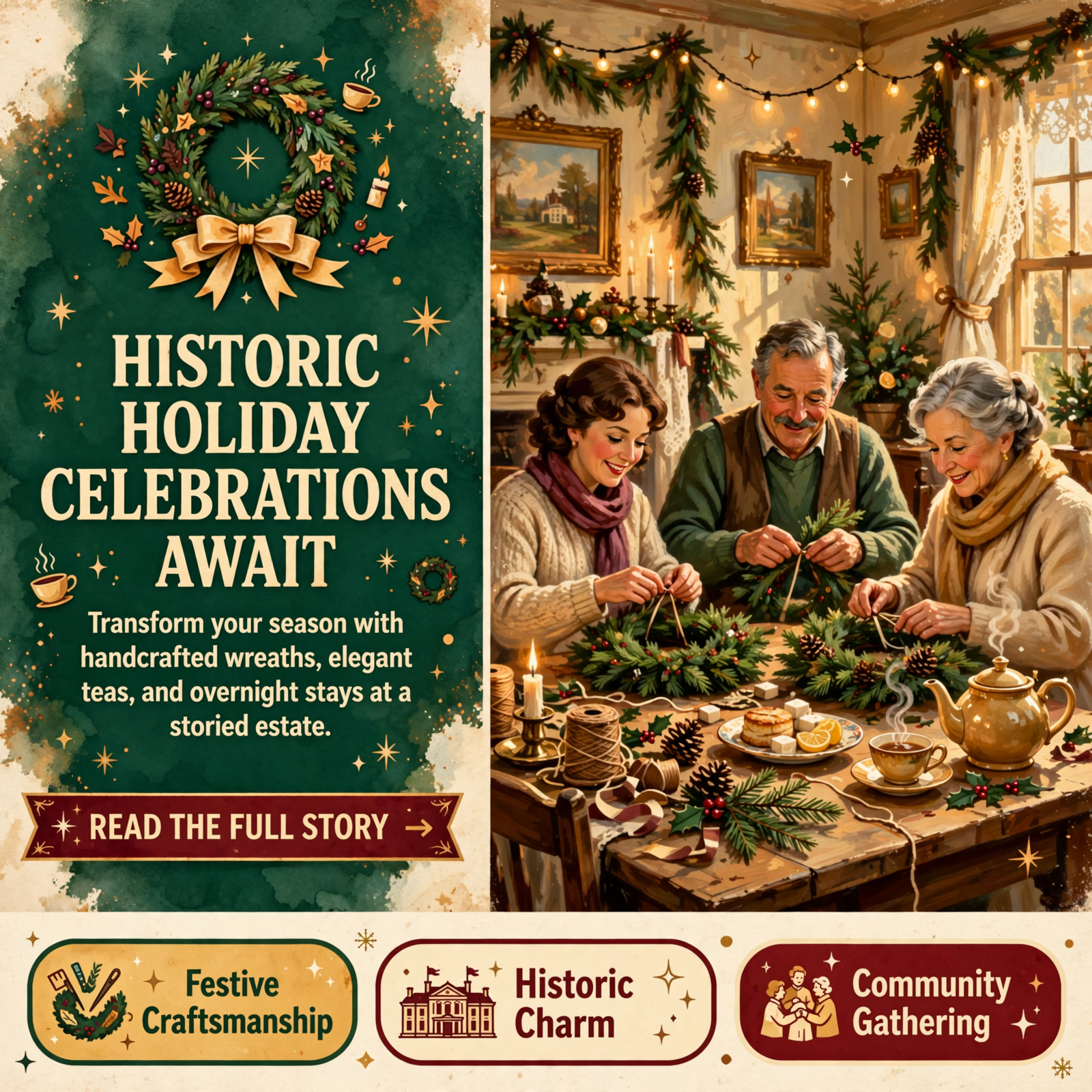 Featured image for "🌲 Winter Wonderland Events Come to Whistlestop Manor in Sweetwater - Wreath Workshops, Holiday Teas & Overnight Stays"