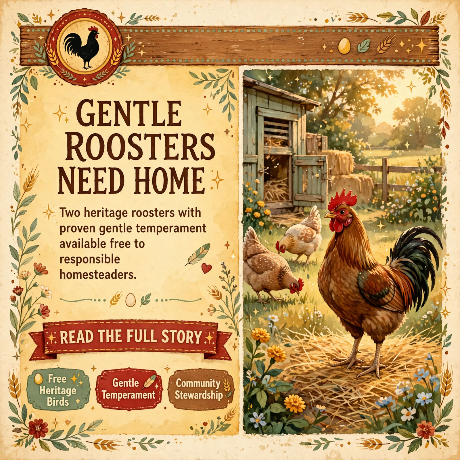 Featured image for "🐓 Free Wyandotte and BCM Roosters Available - Gentle Birds Seeking New Home"