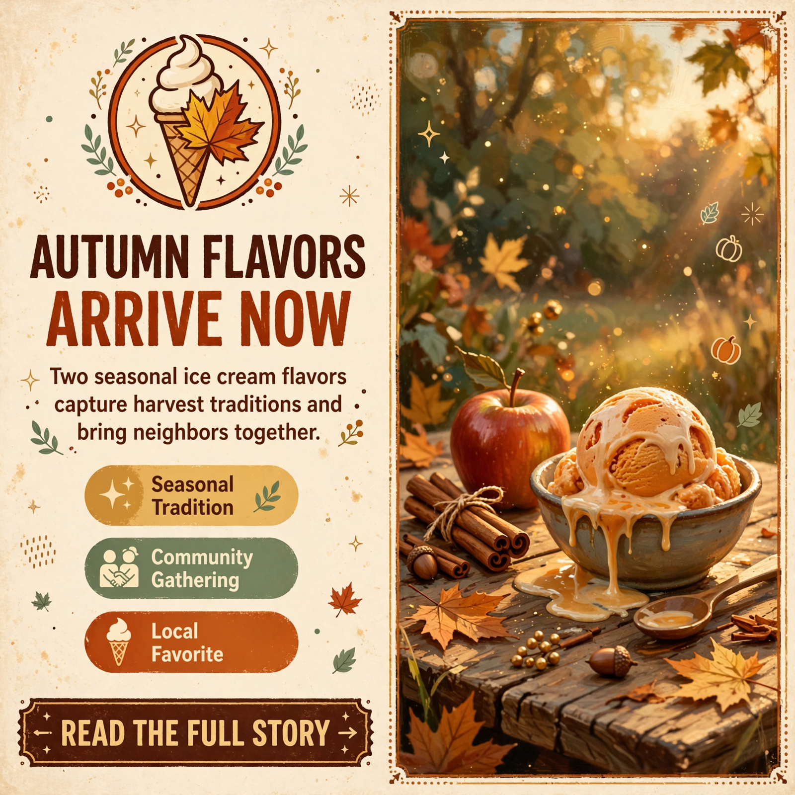 Featured image for "🍂 Fall Flavors Arrive: Pumpkin Pie Supreme and Apple Crisp Ice Cream"