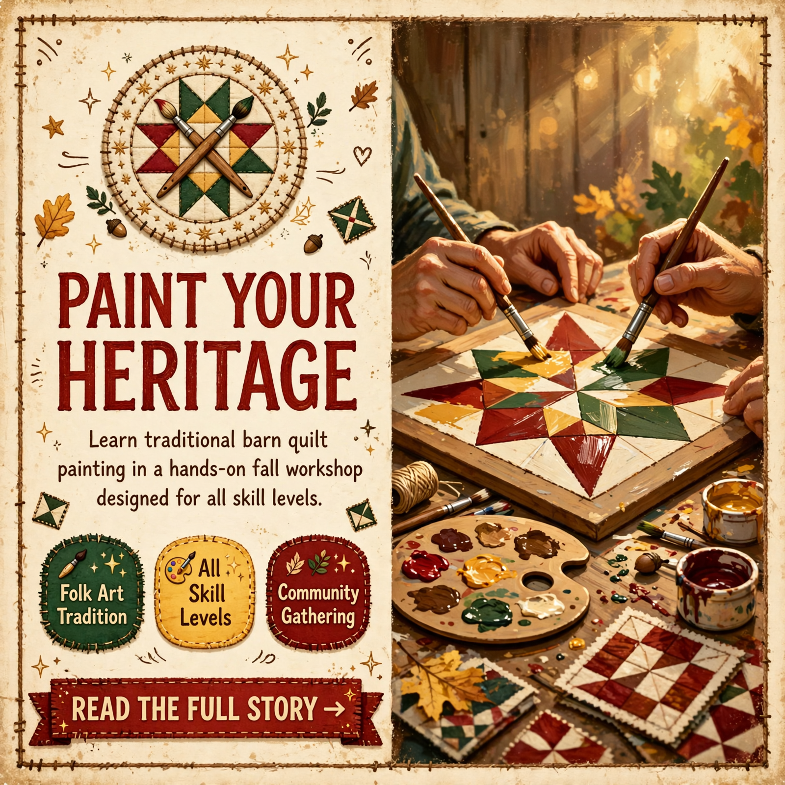 Featured image for "🎨 Barn Quilt Paint Class Coming to Spring City - October 30th"