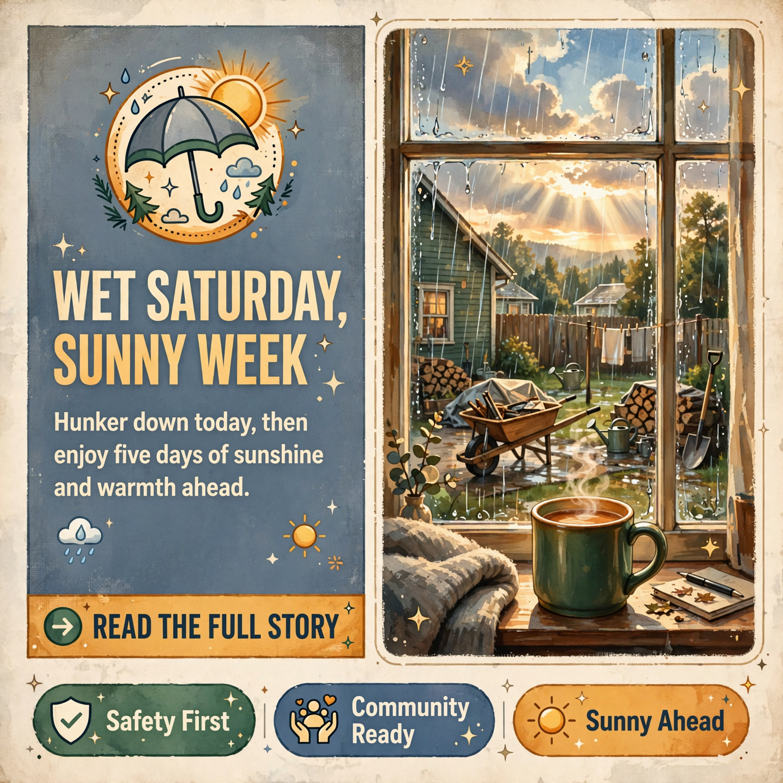 Featured image for "🌧️ Rainy Saturday, Wind Advisory On, Sunny Week Ahead: Your Weather & Outdoors Ahead"