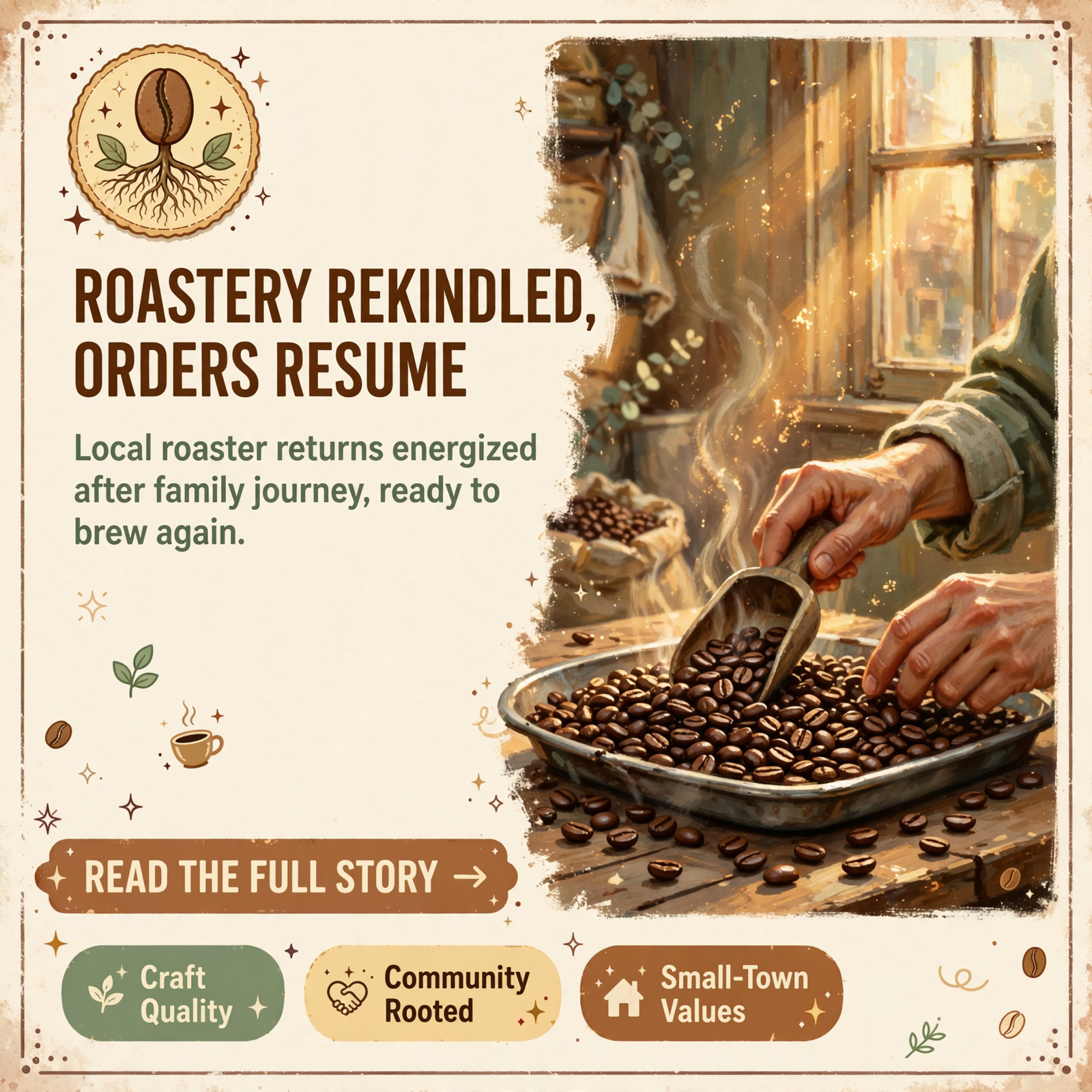☕ Baker Mountain Roastery Returns to Roasting After Family Journey to Kansas — Featured Image Featured image for "☕ Baker Mountain Roastery Returns to Roasting After Family Journey to Kansas"