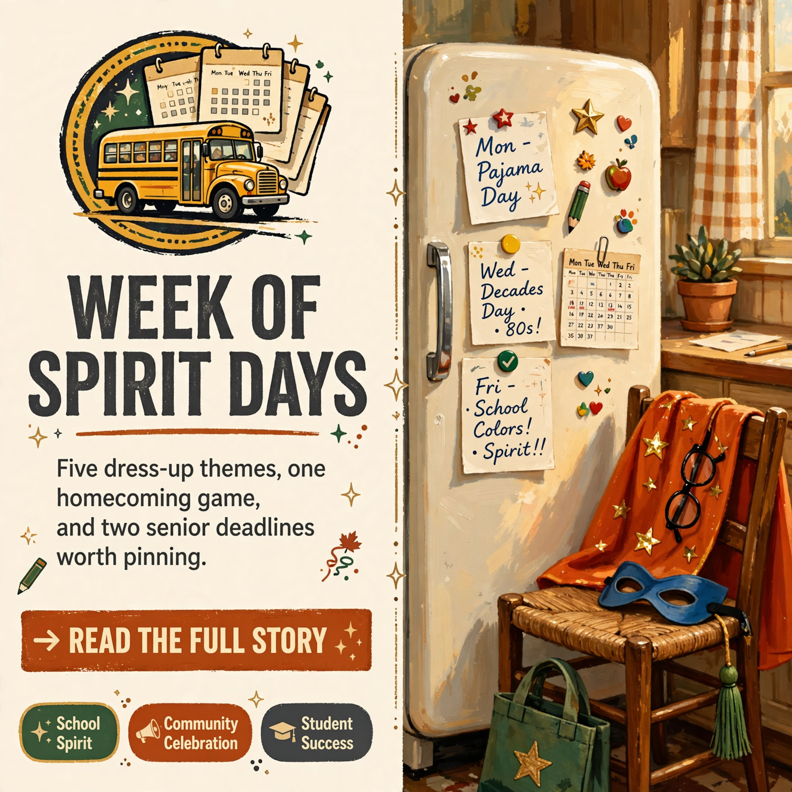 ๐ซ Sunday Fridge List: Homecoming Dress-Up Days, Board Tomorrow and a TN Promise Deadline โ Featured Image Featured image for "๐ซ Sunday Fridge List: Homecoming Dress-Up Days, Board Tomorrow and a TN Promise Deadline"