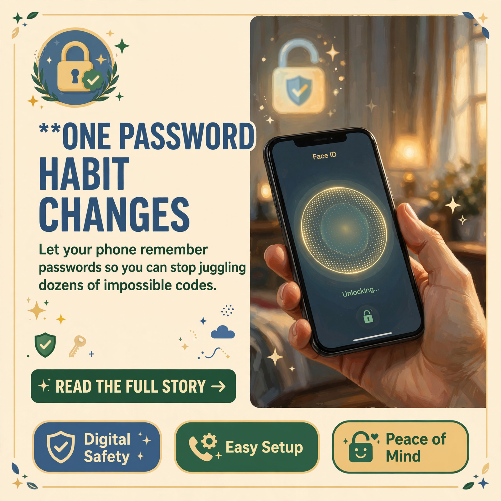 Featured image for "🔑 One Password Habit for Cyber Month: Let Your Phone Remember So You Don't Have To"